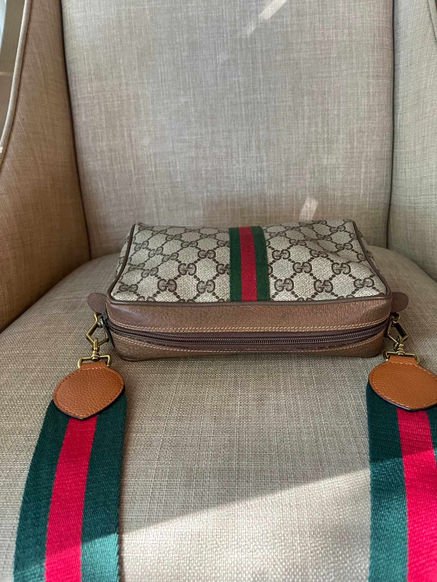 Authentic Gucci vintage web sherry line crossbody bag