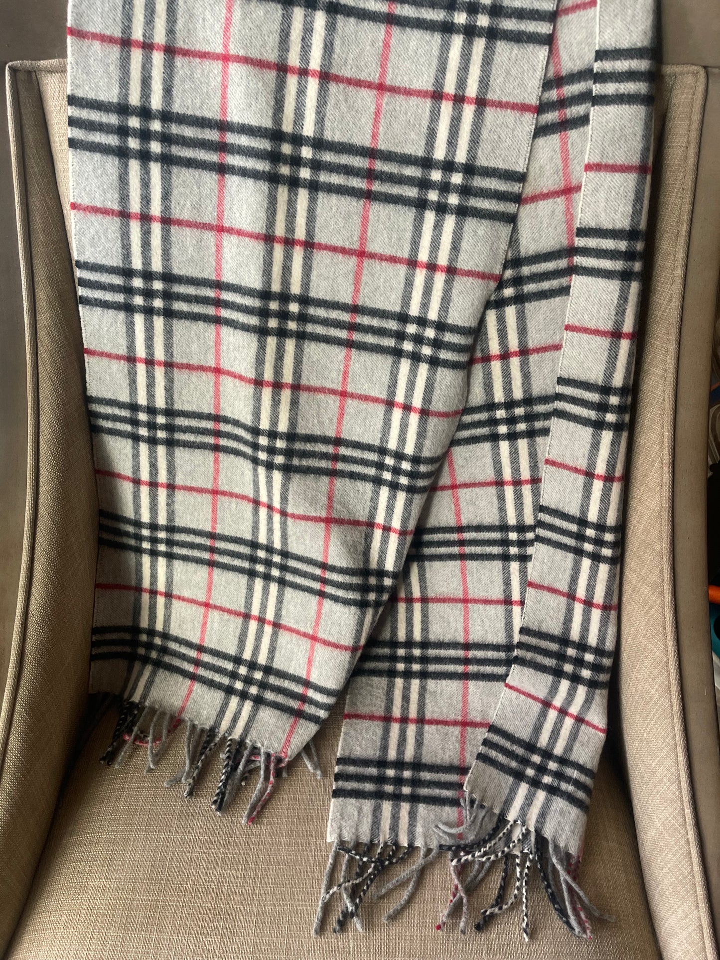 Authentic vintage Burberrys nova check grey scarf