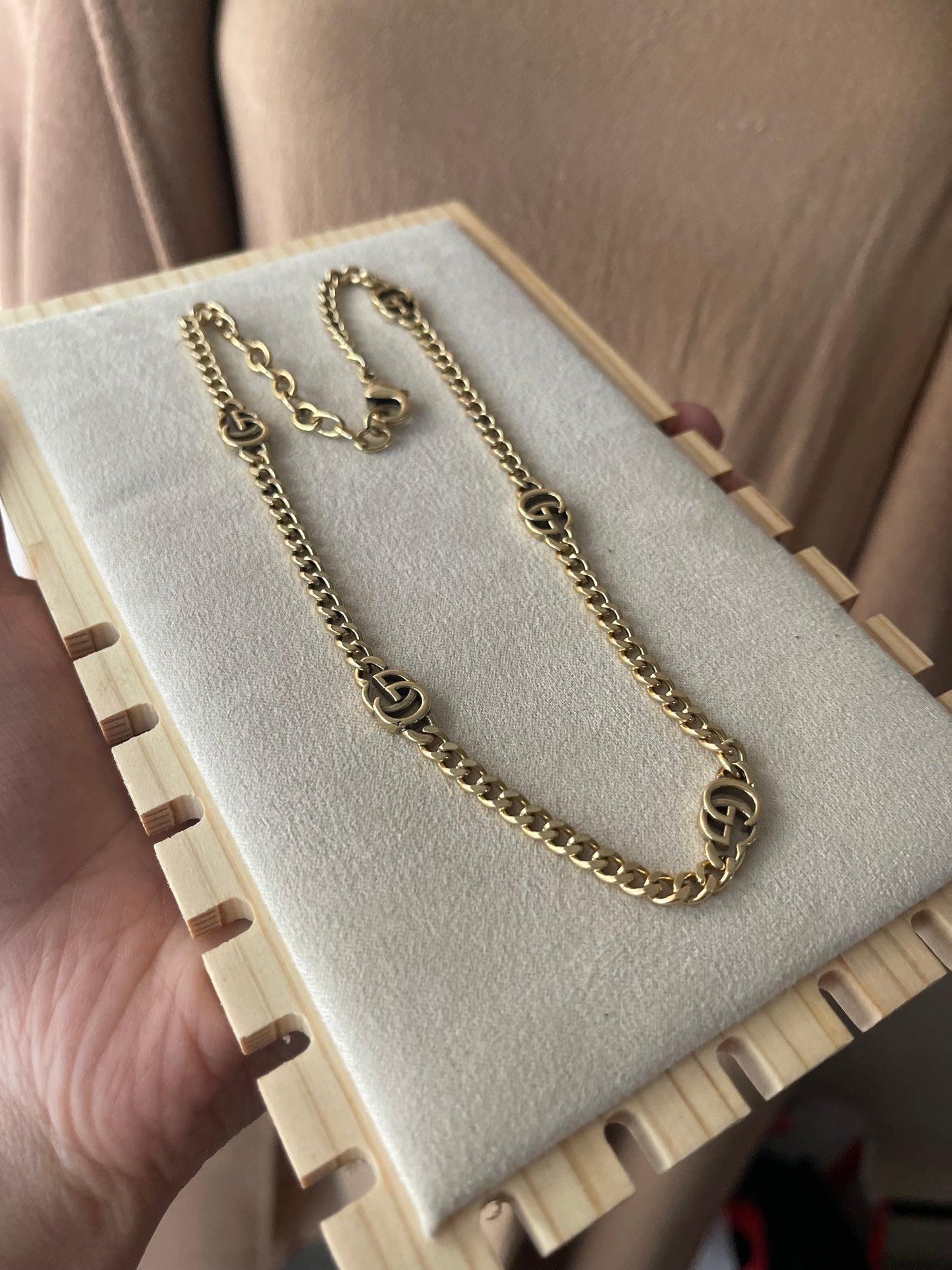 Upcycled charm necklace gold