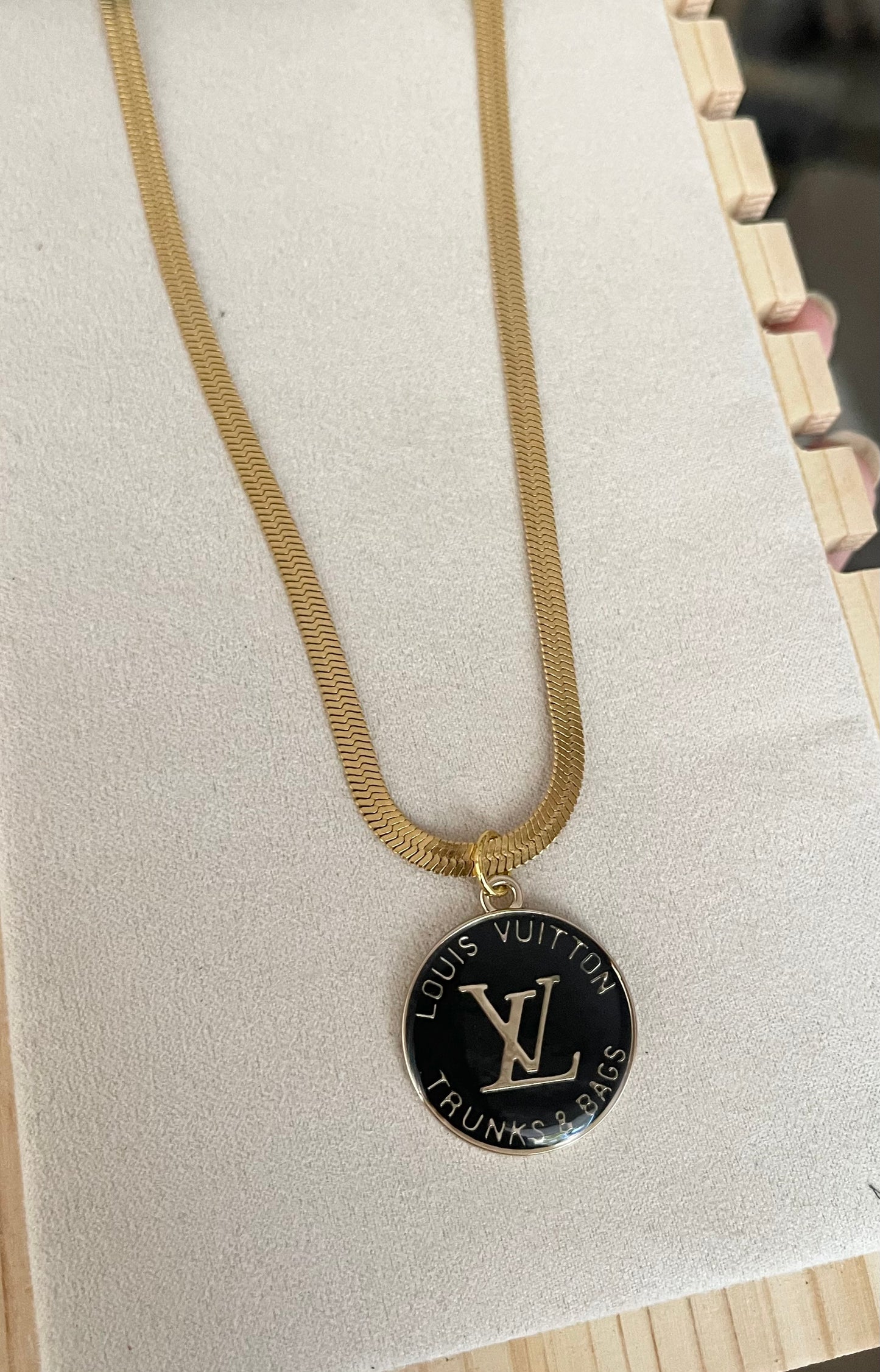 Upcycled LV charm necklace gold