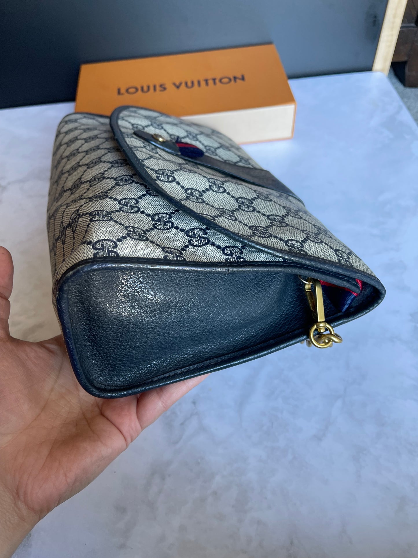 Authentic vintage Gucci web sherry line crossbody bag