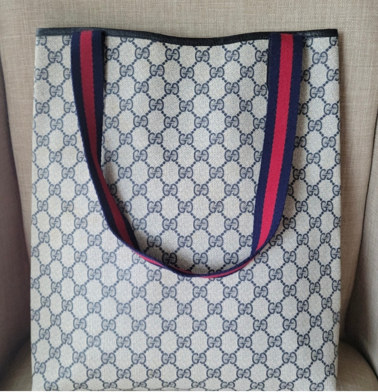 Authentic Gucci vintage web sherry line tote bag