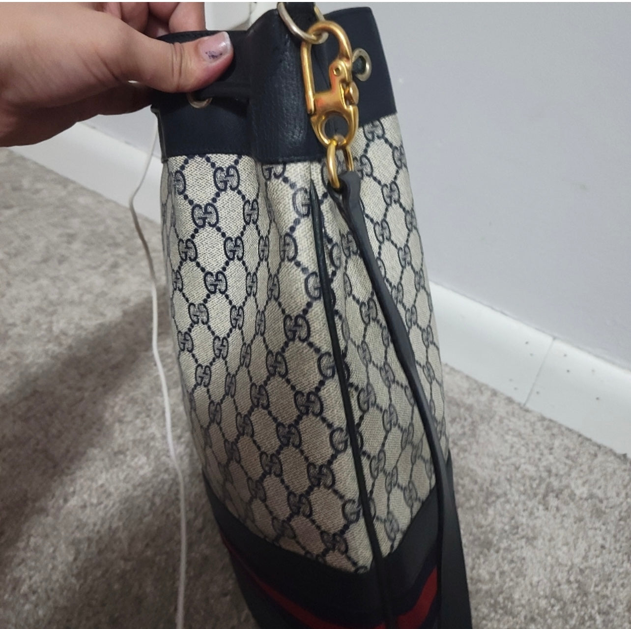 Authentic vintage Gucci web sherry line crossbody bag