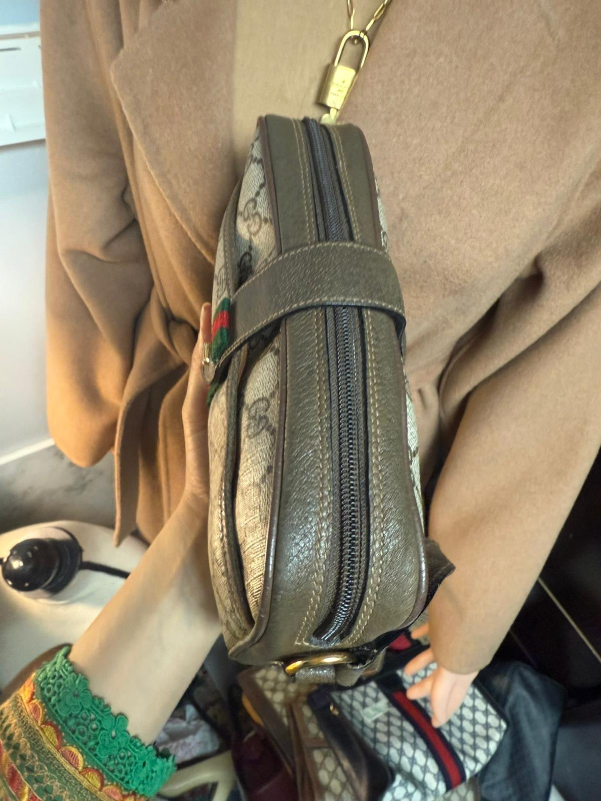 Authentic Gucci vintage web sherry line shoulder bag