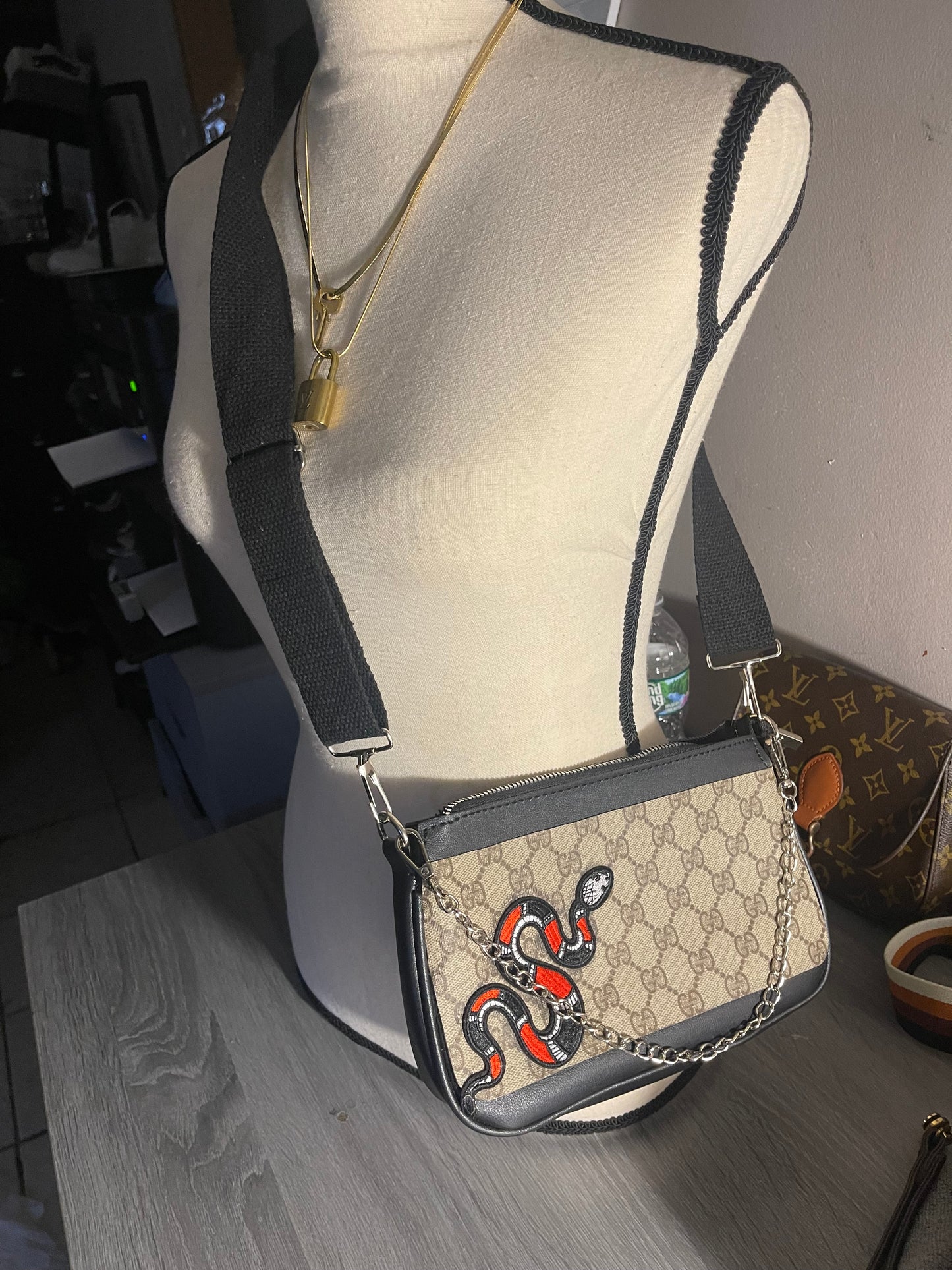 Upcycled black shoulder bag