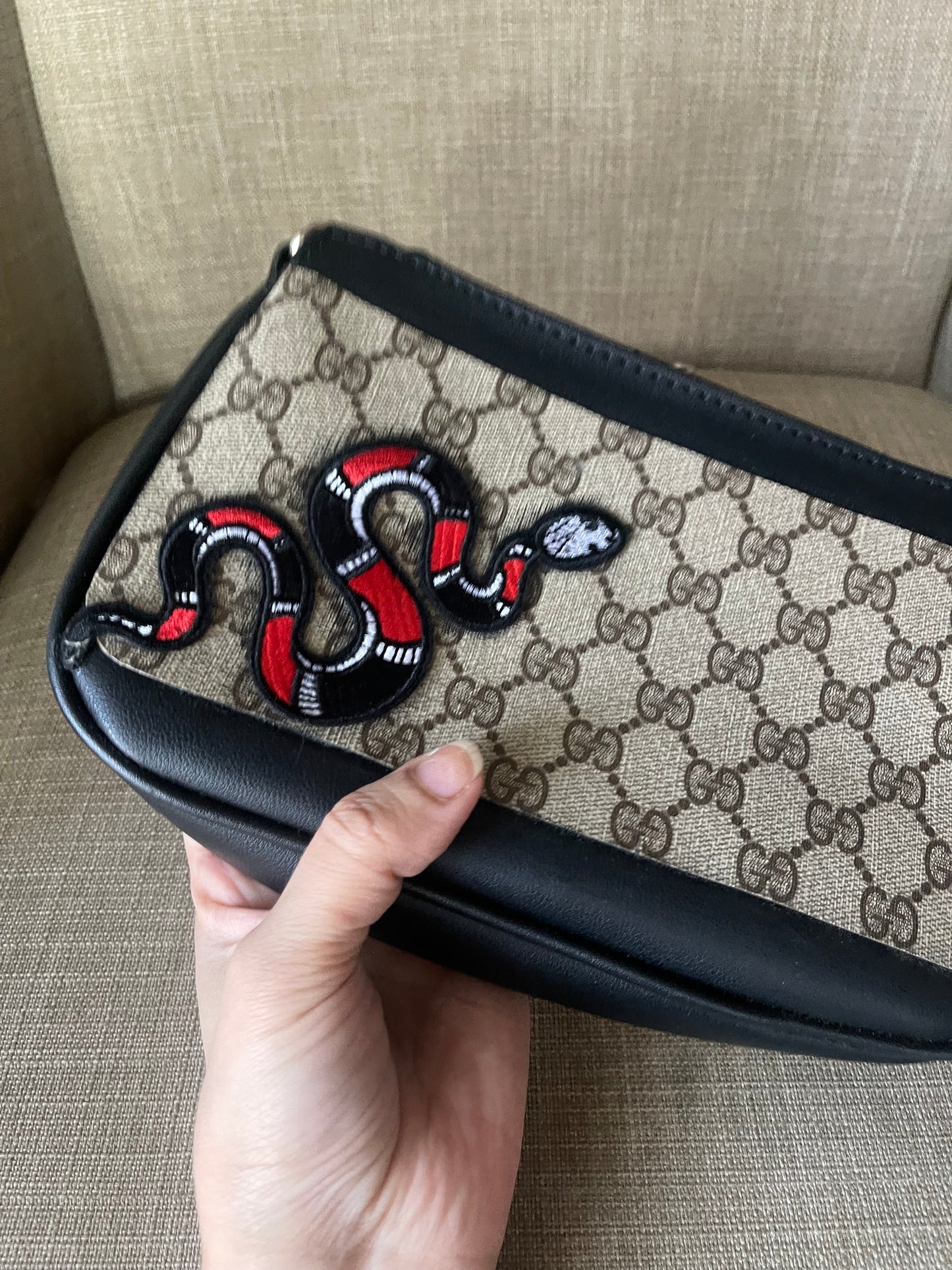 Upcycled black shoulder bag