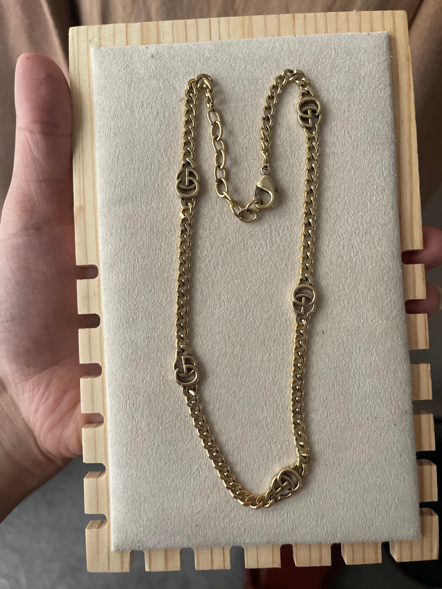 Upcycled charm necklace gold