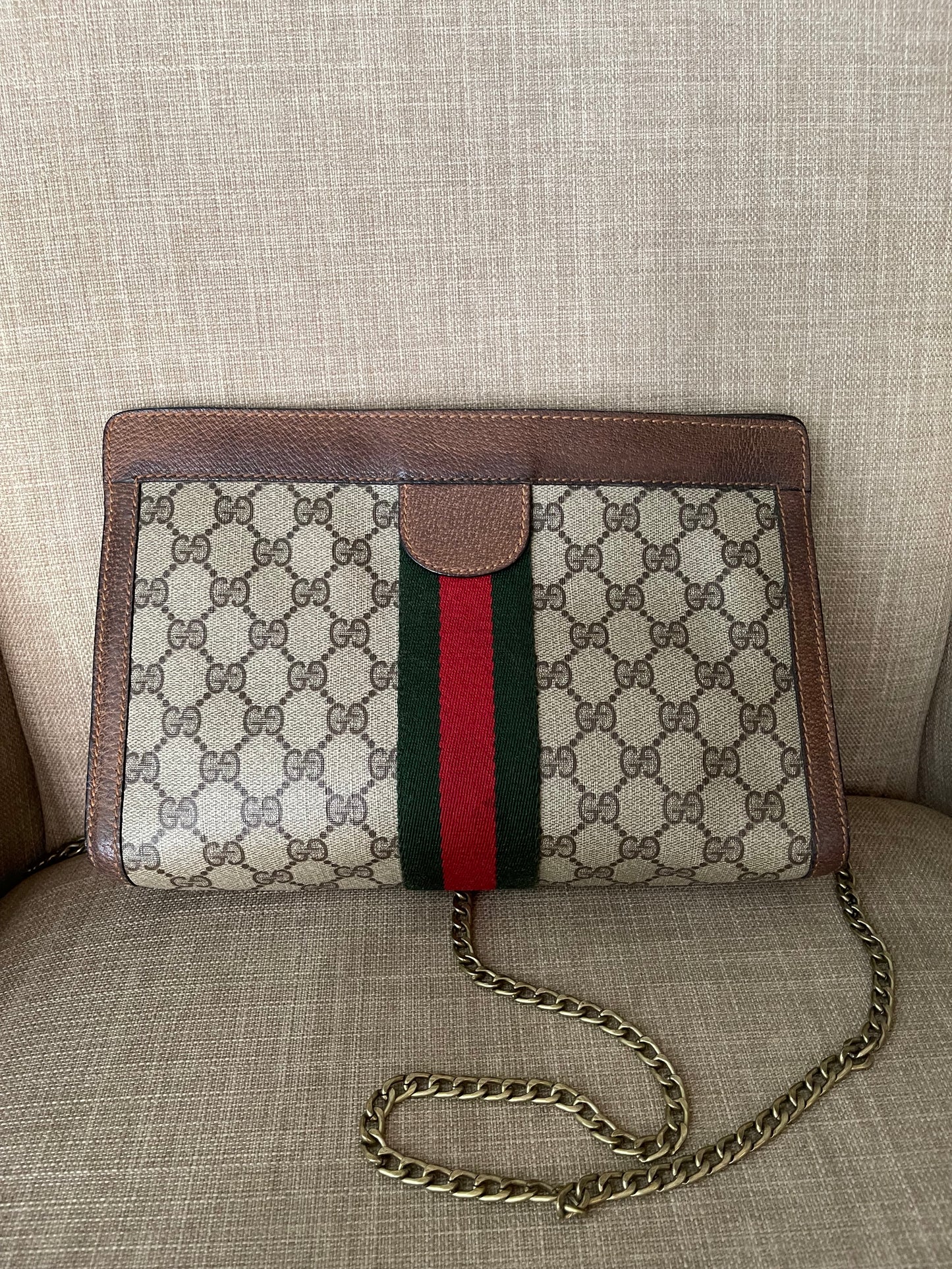 Authentic Gucci vintage web sherry line clutch crossbody