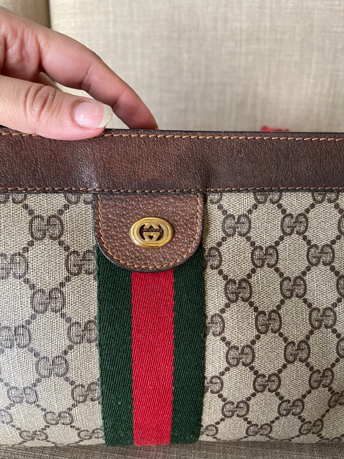 Authentic Gucci vintage web sherry line clutch crossbody