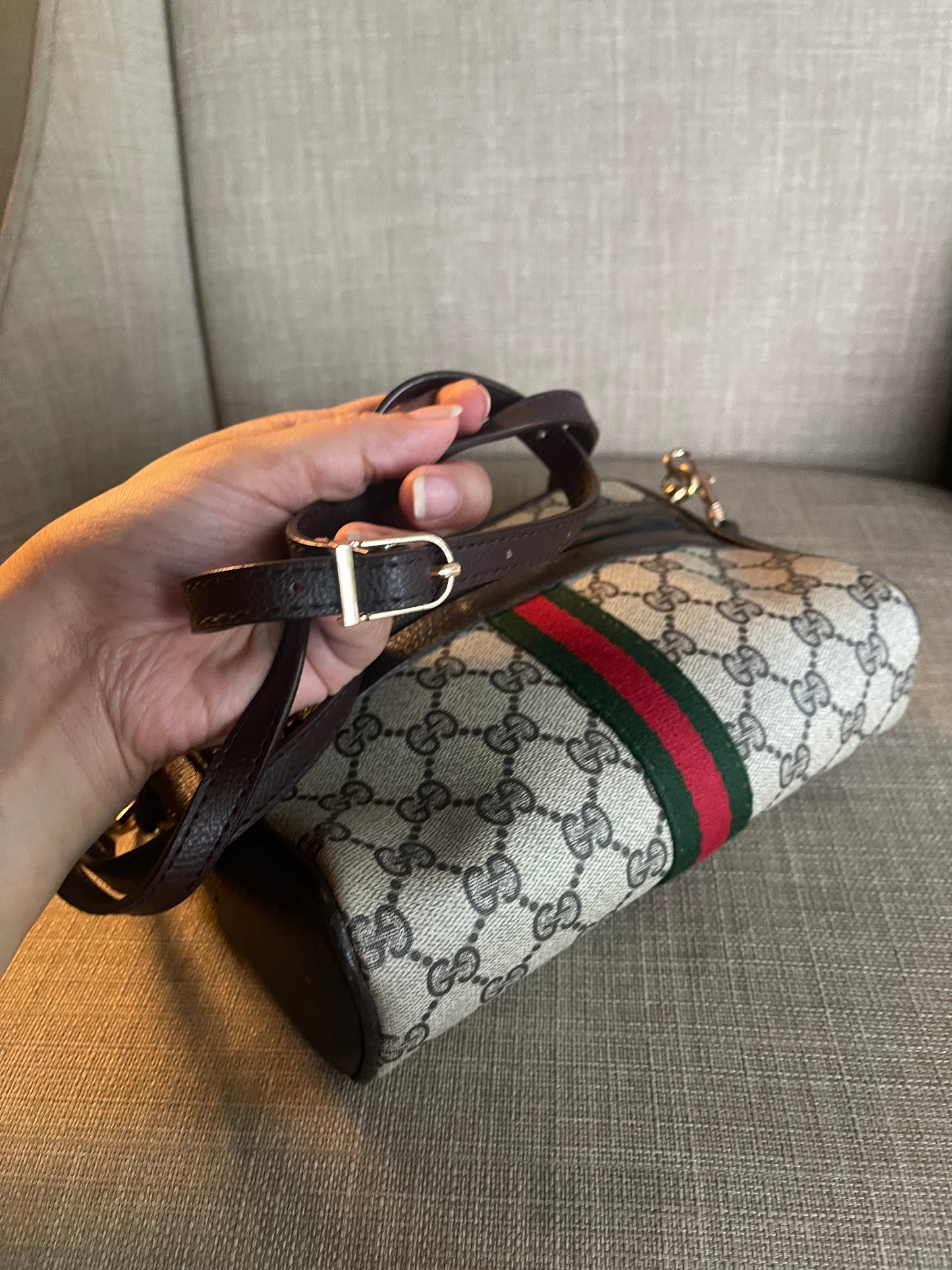 Authentic Gucci vintage web sherry line crossbody bag