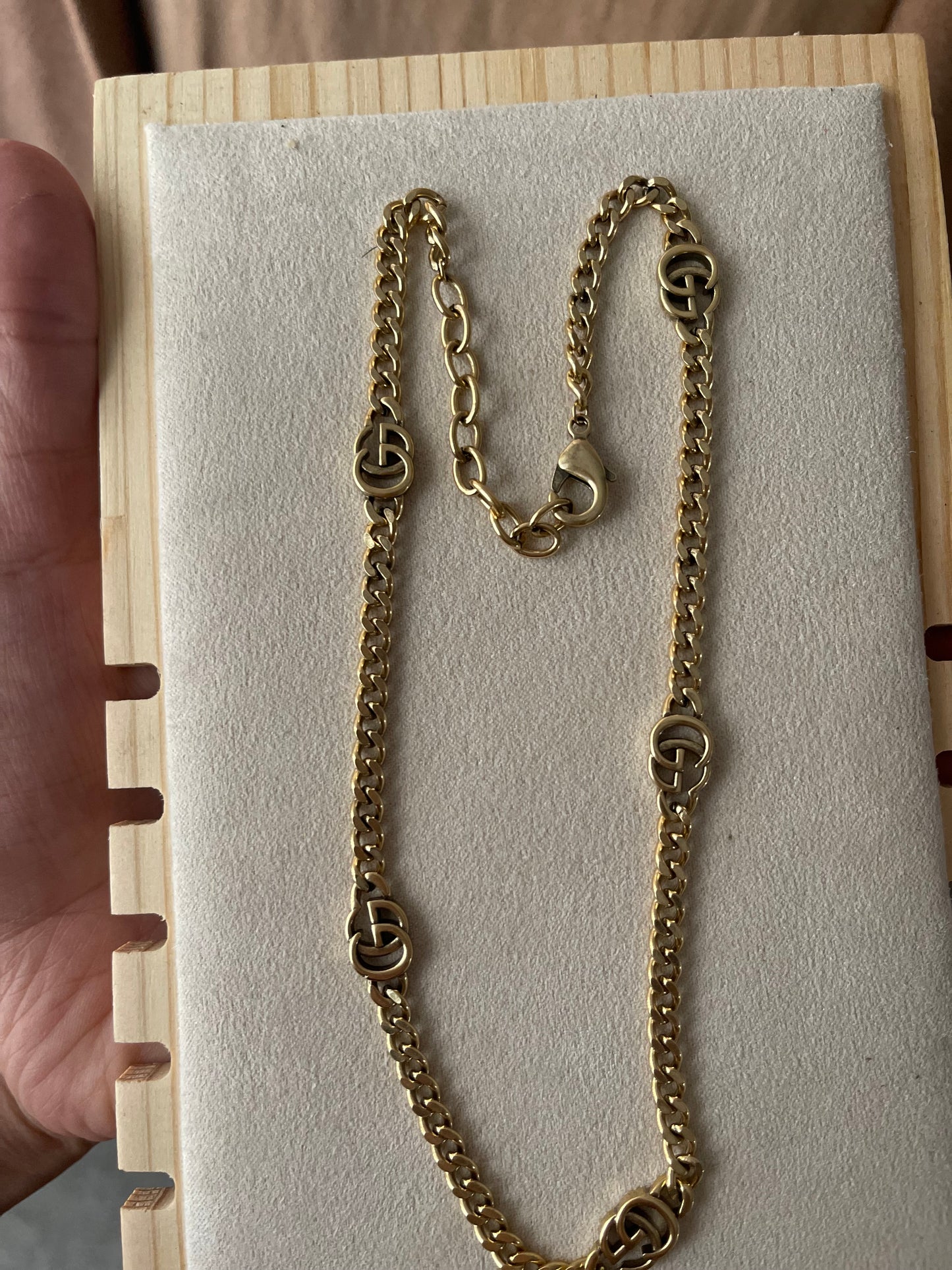 Upcycled charm necklace gold