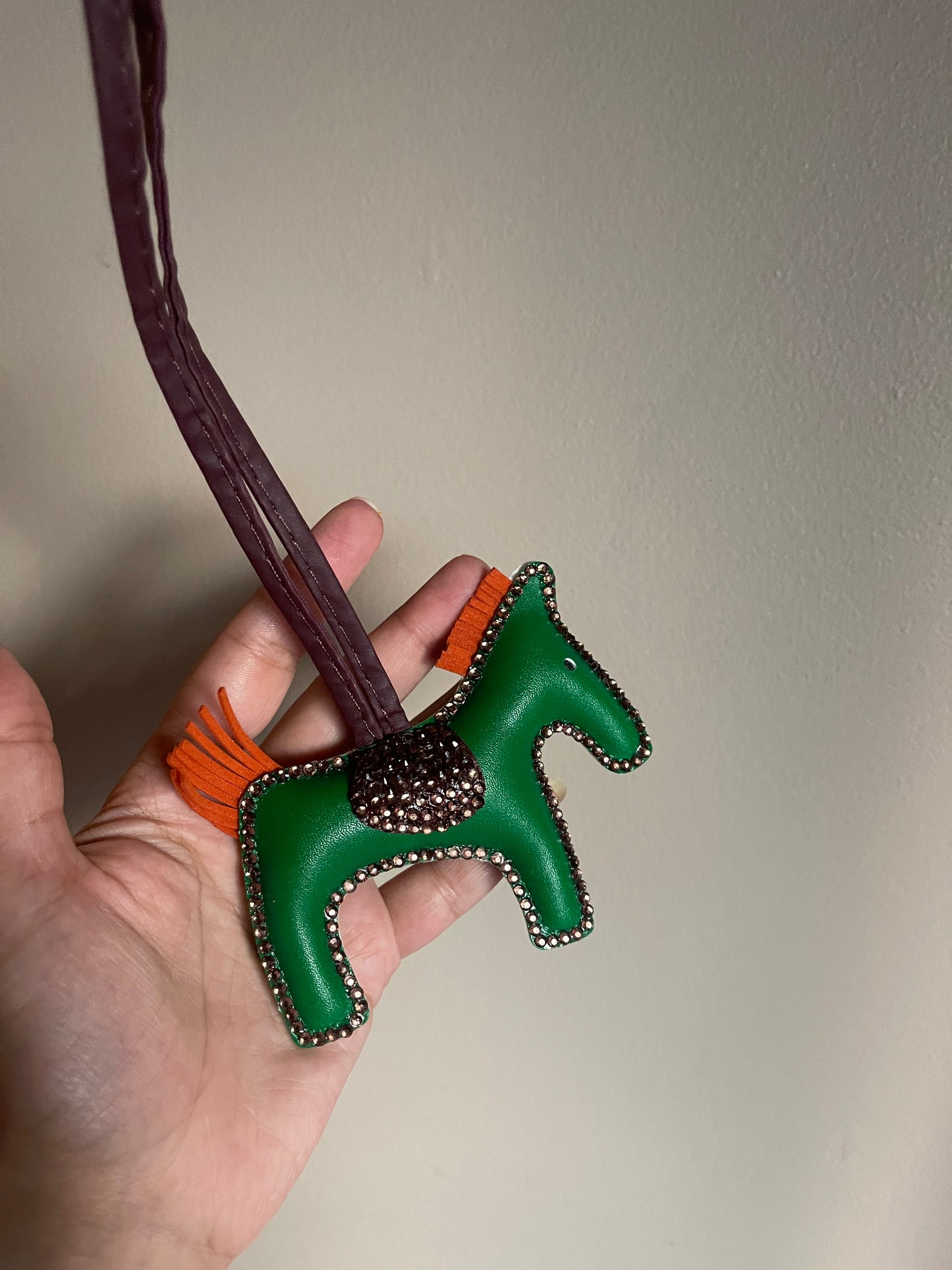 Bling horse bag charm green