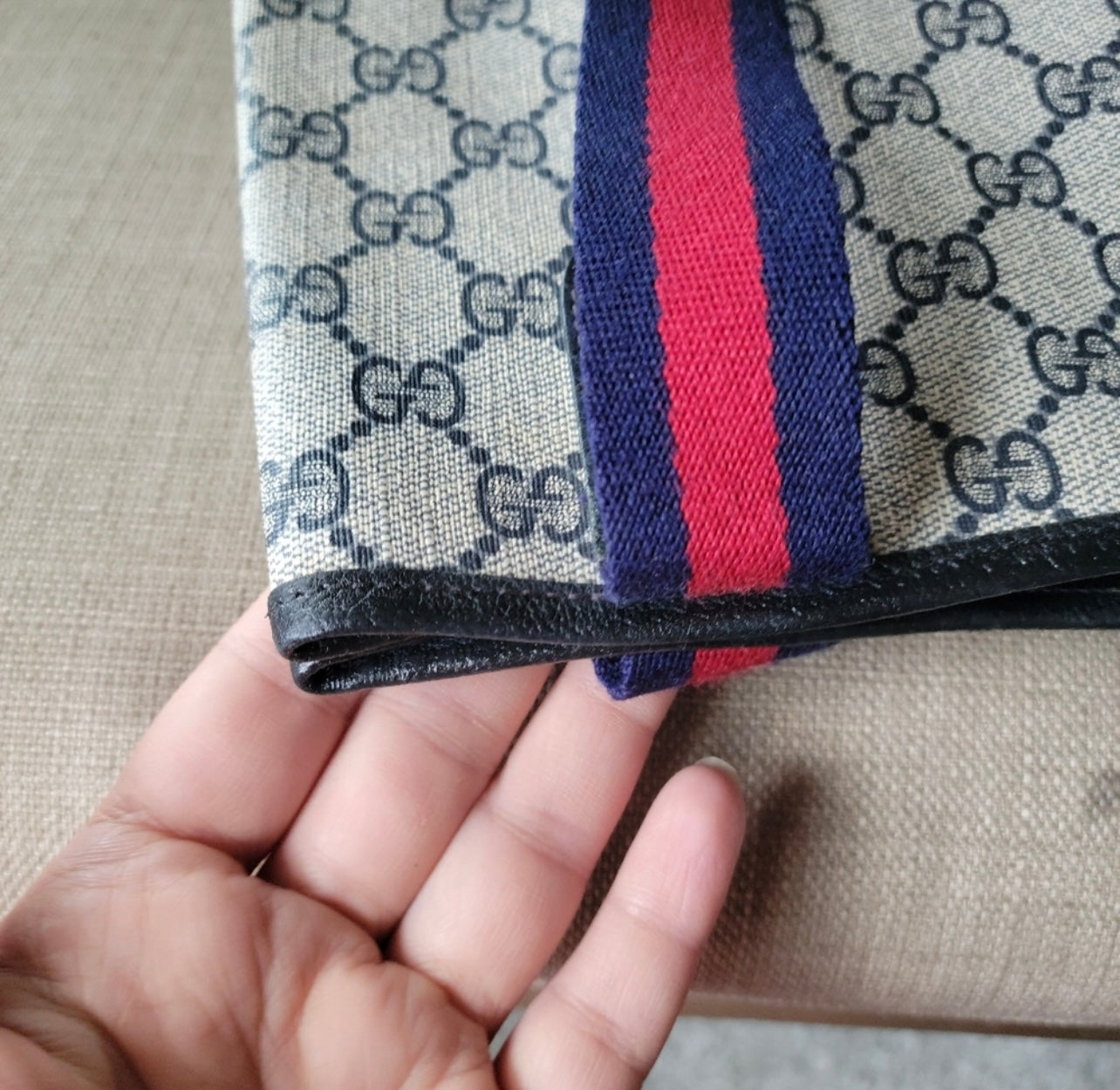 Authentic Gucci vintage web sherry line tote bag