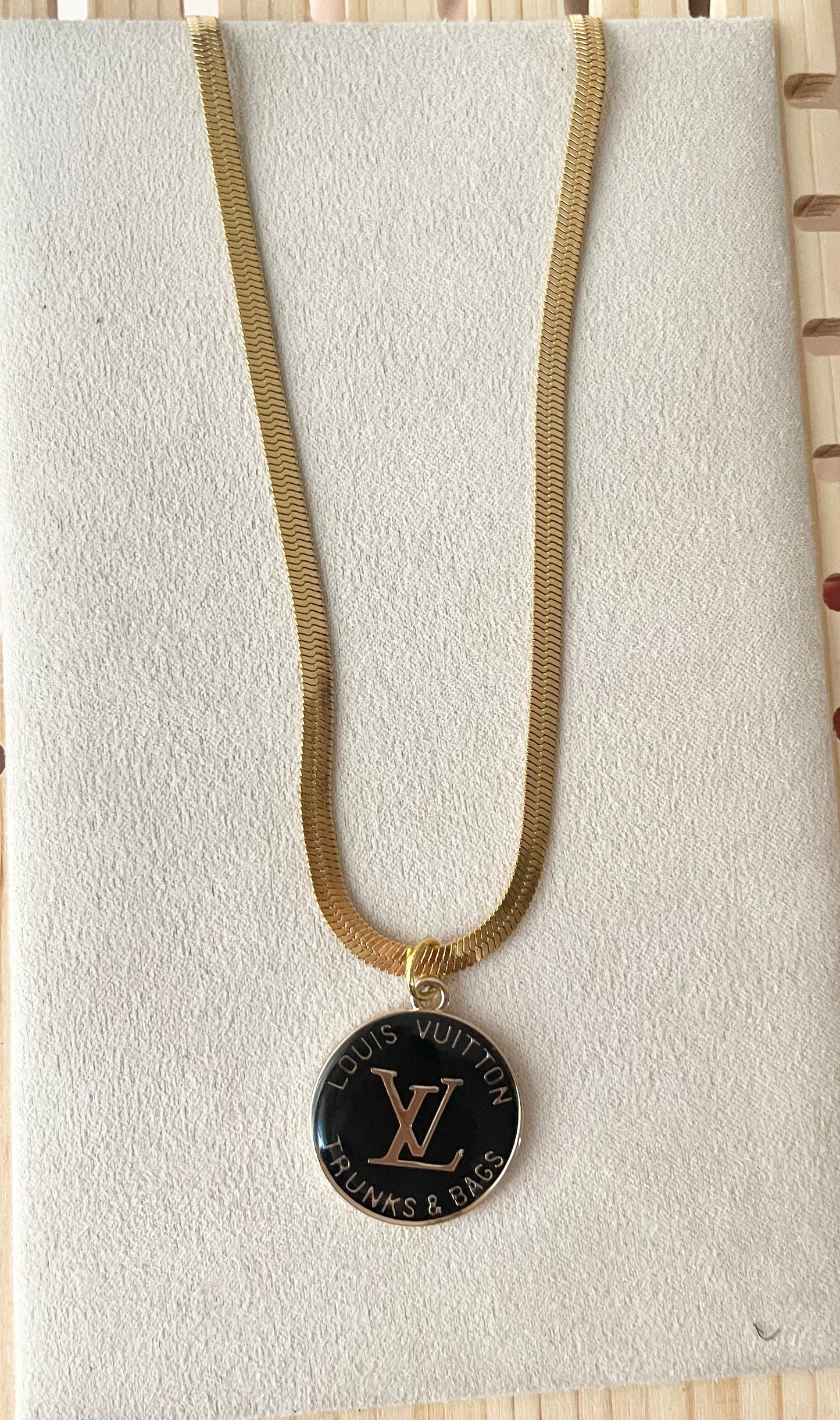 Upcycled LV charm necklace gold