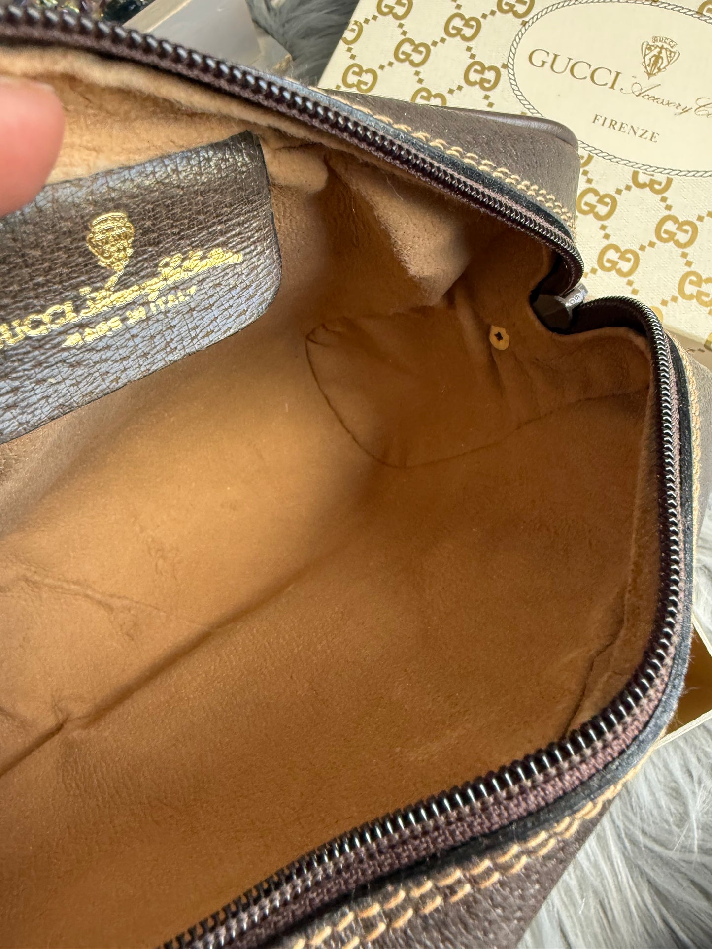 Authentic Gucci web sherry line clutch bag