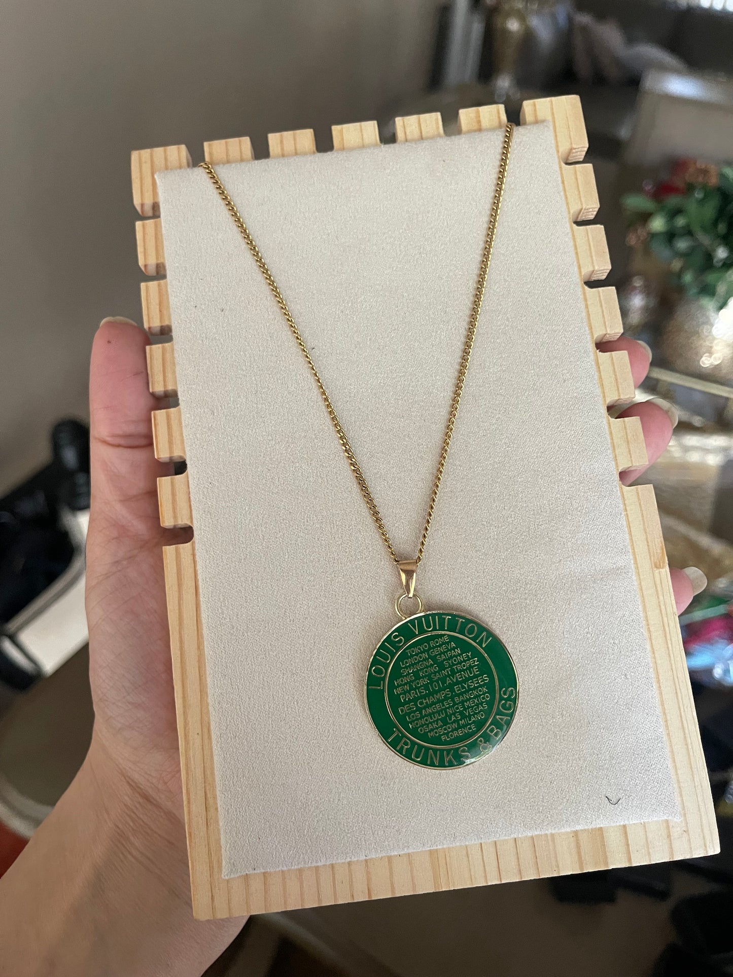 Authentic upcycled LV charm necklace