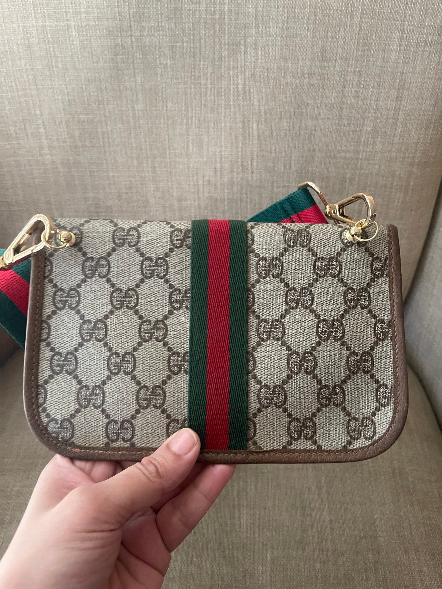 Authentic Gucci vintage web sherry line clutch crossbody bag