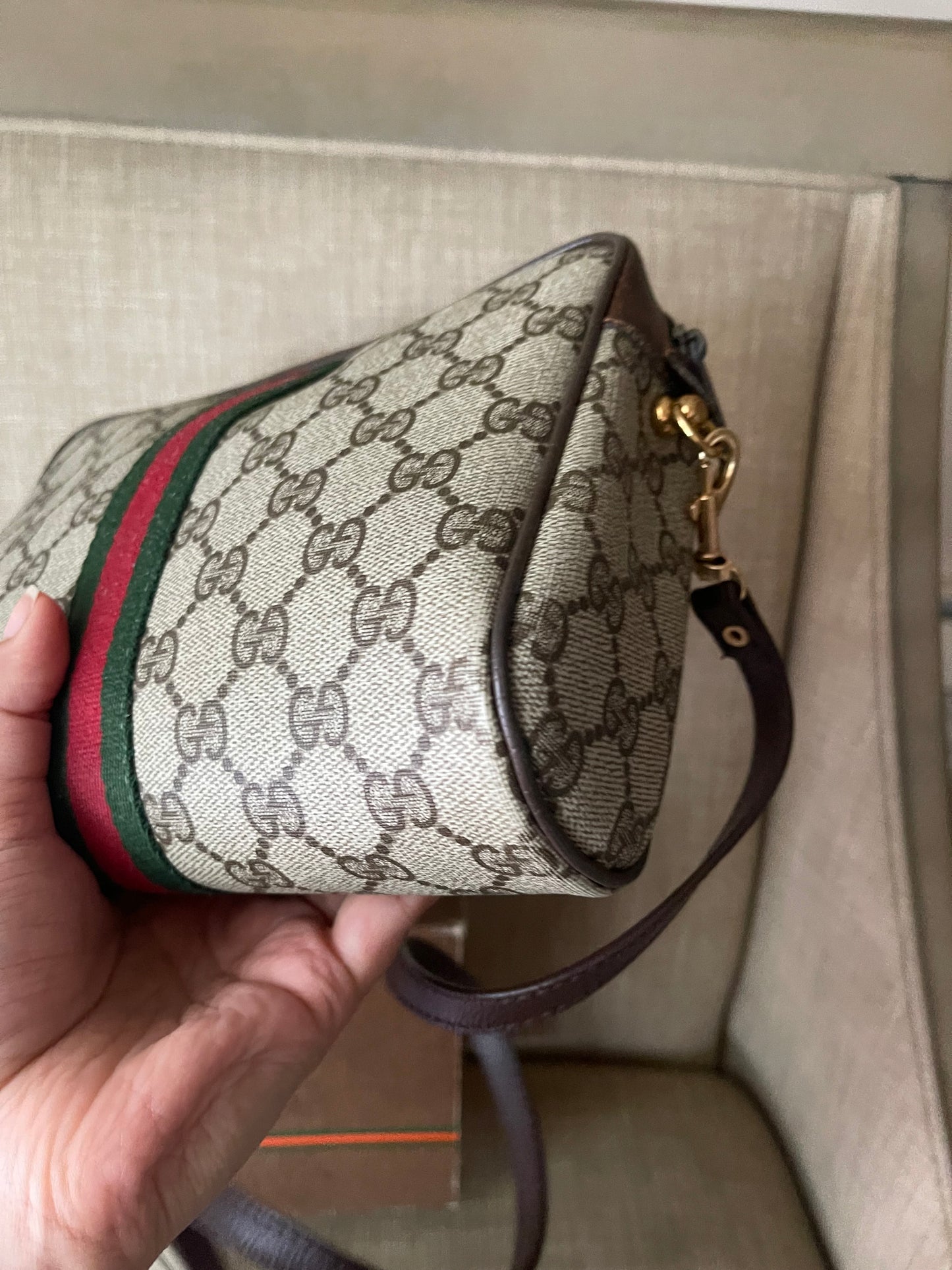 Authentic vintage Gucci web sherry line clutch crossbody bag