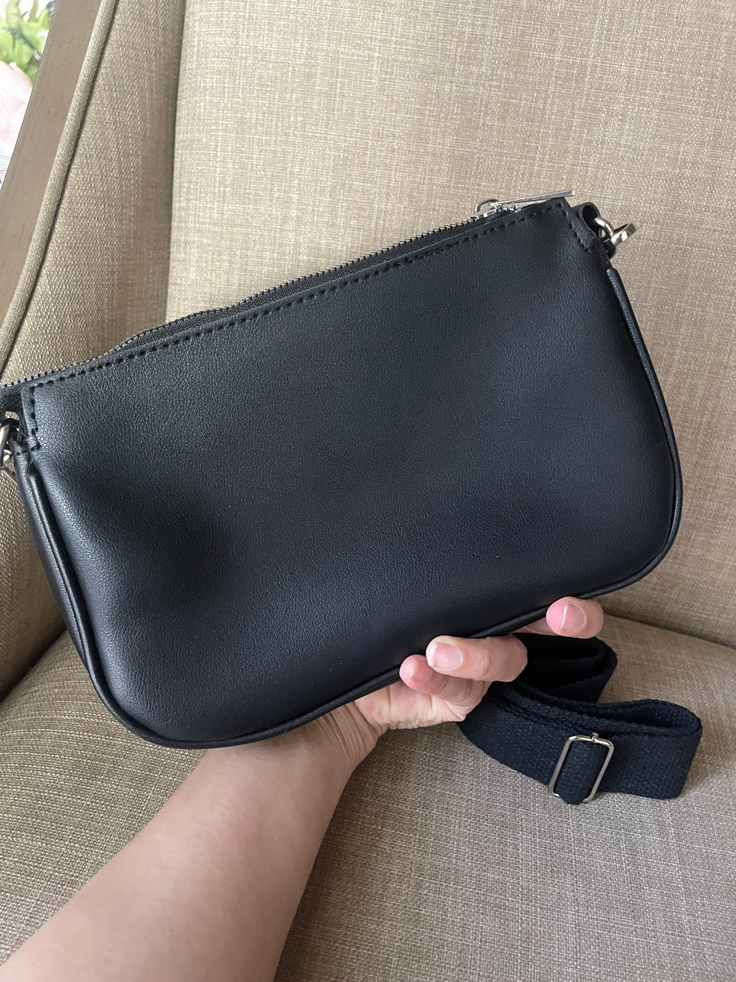 Upcycled black shoulder bag