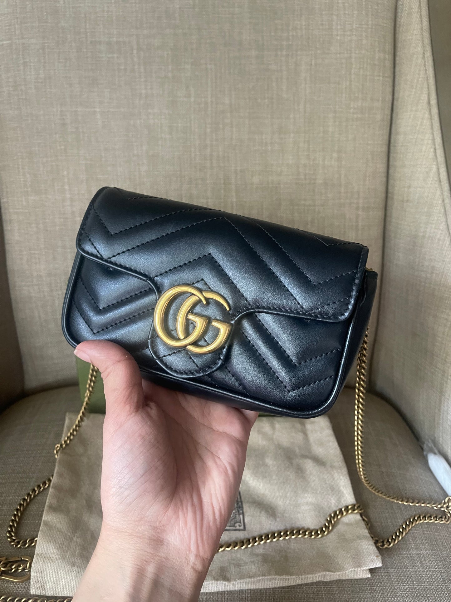 Authentic Gucci mini marmont bag black