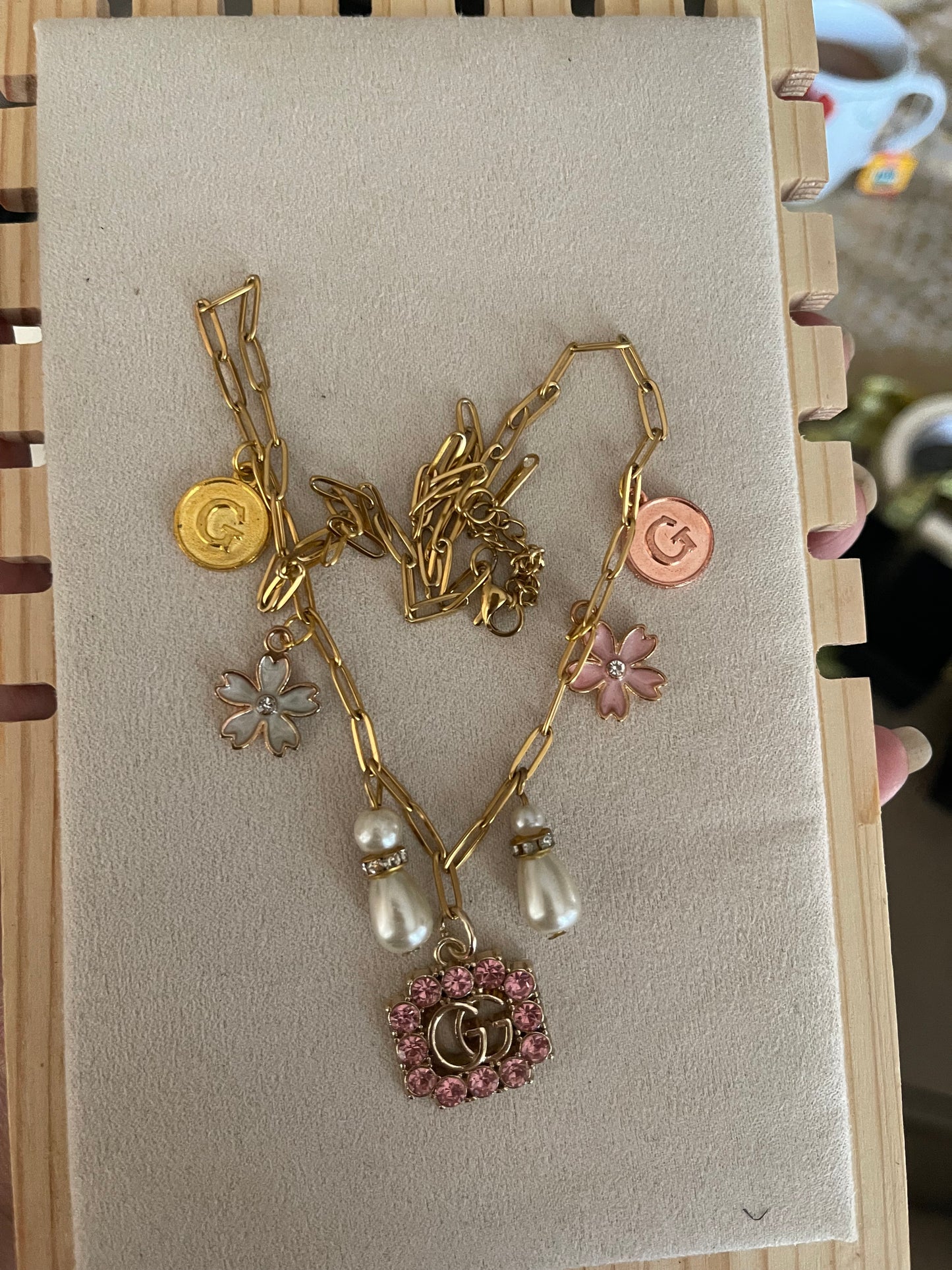Upcycled Authentic Gucci charm necklace