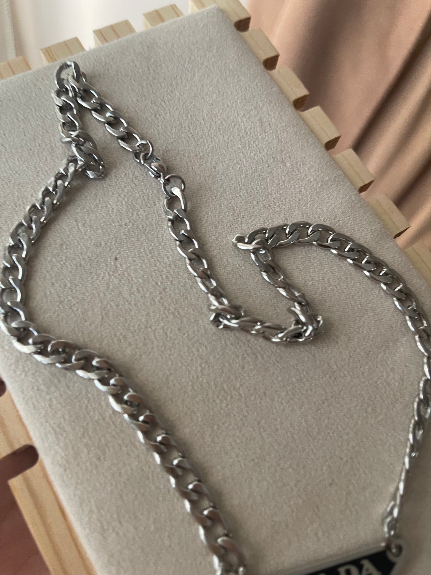 Upcycled Prada charm necklace