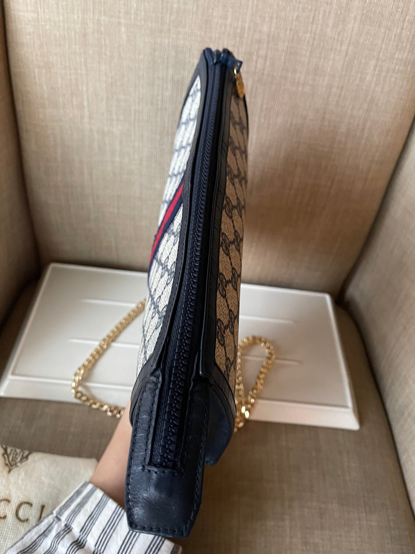 Authentic Gucci vintage web sherry line clutch crossbody