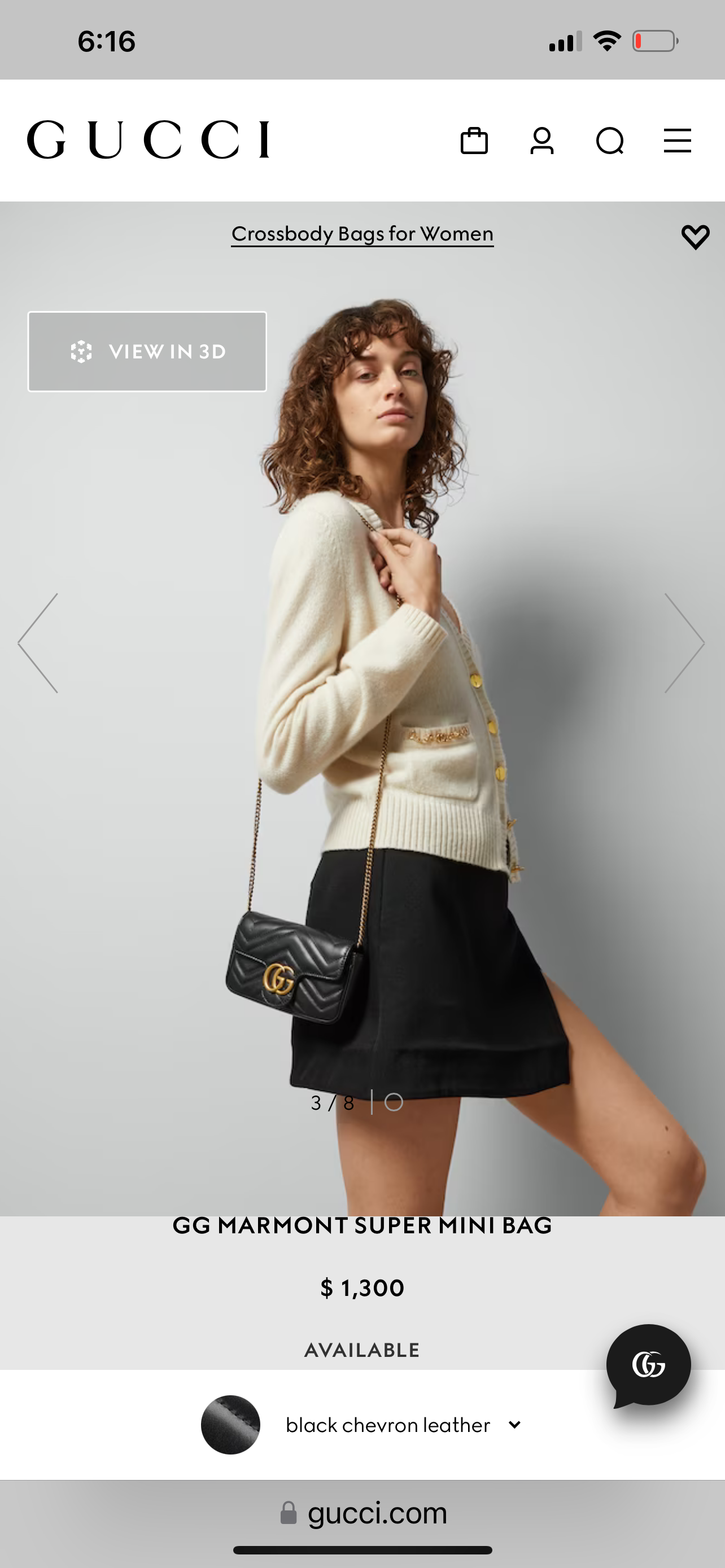 Authentic Gucci mini marmont bag black