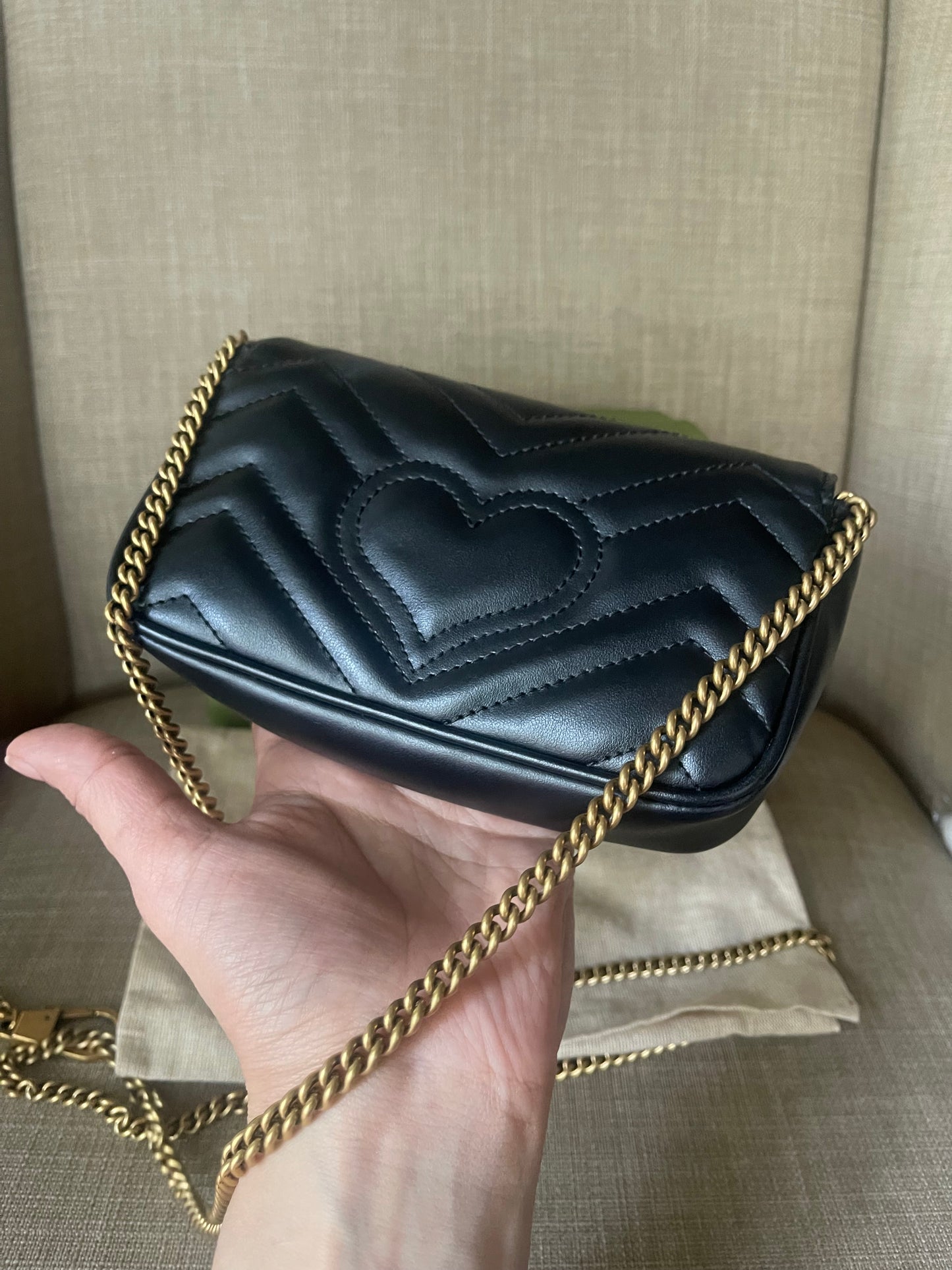 Authentic Gucci mini marmont bag black