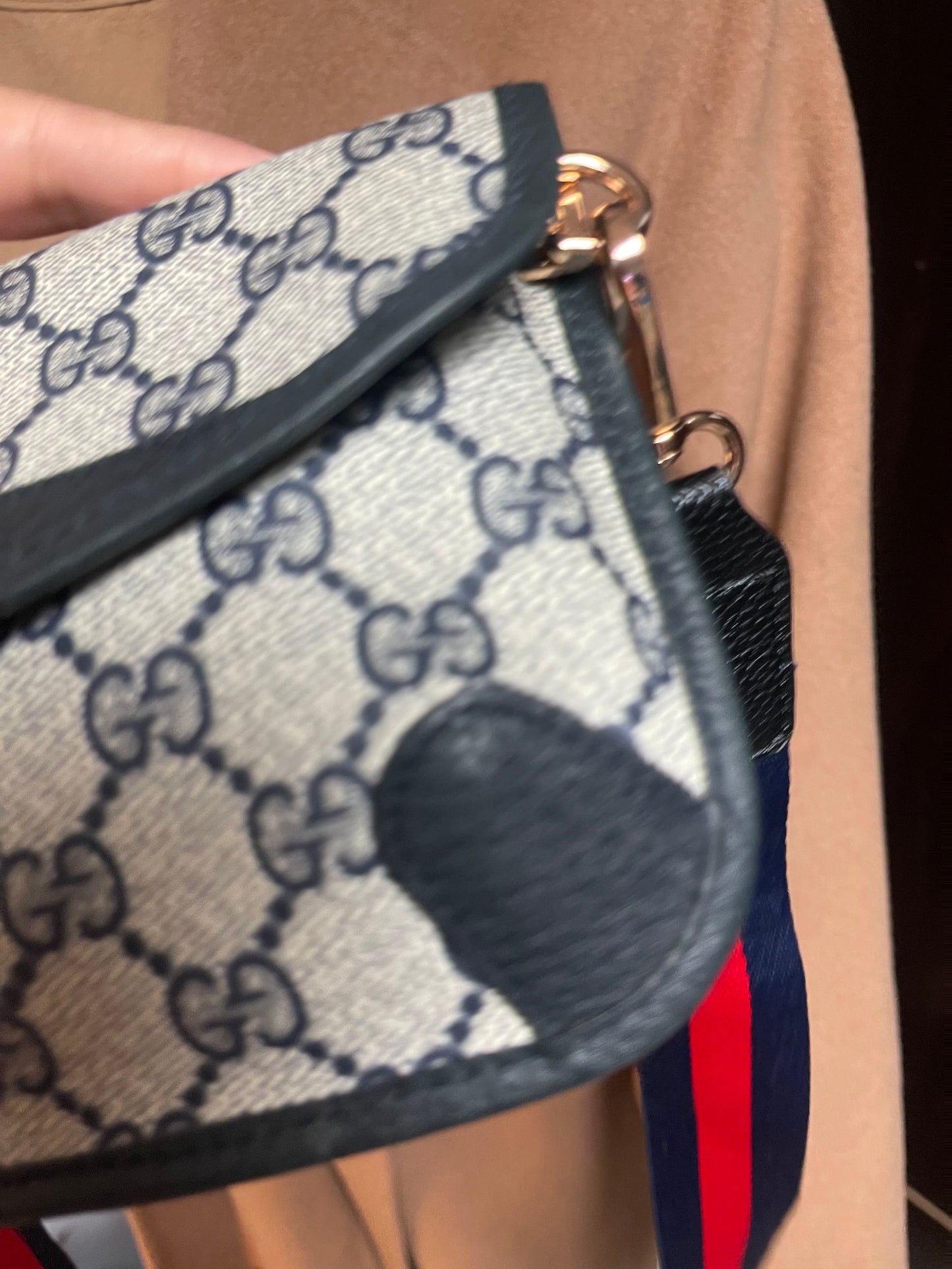 Authentic Gucci vintage web sherry line clutch bag