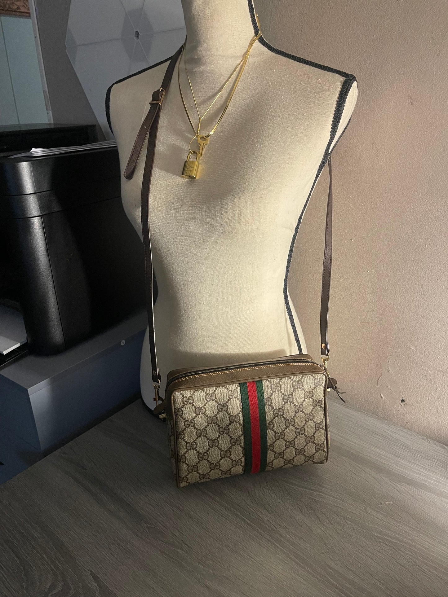 Authentic vintage Gucci web sherry line clutch crossbody bag