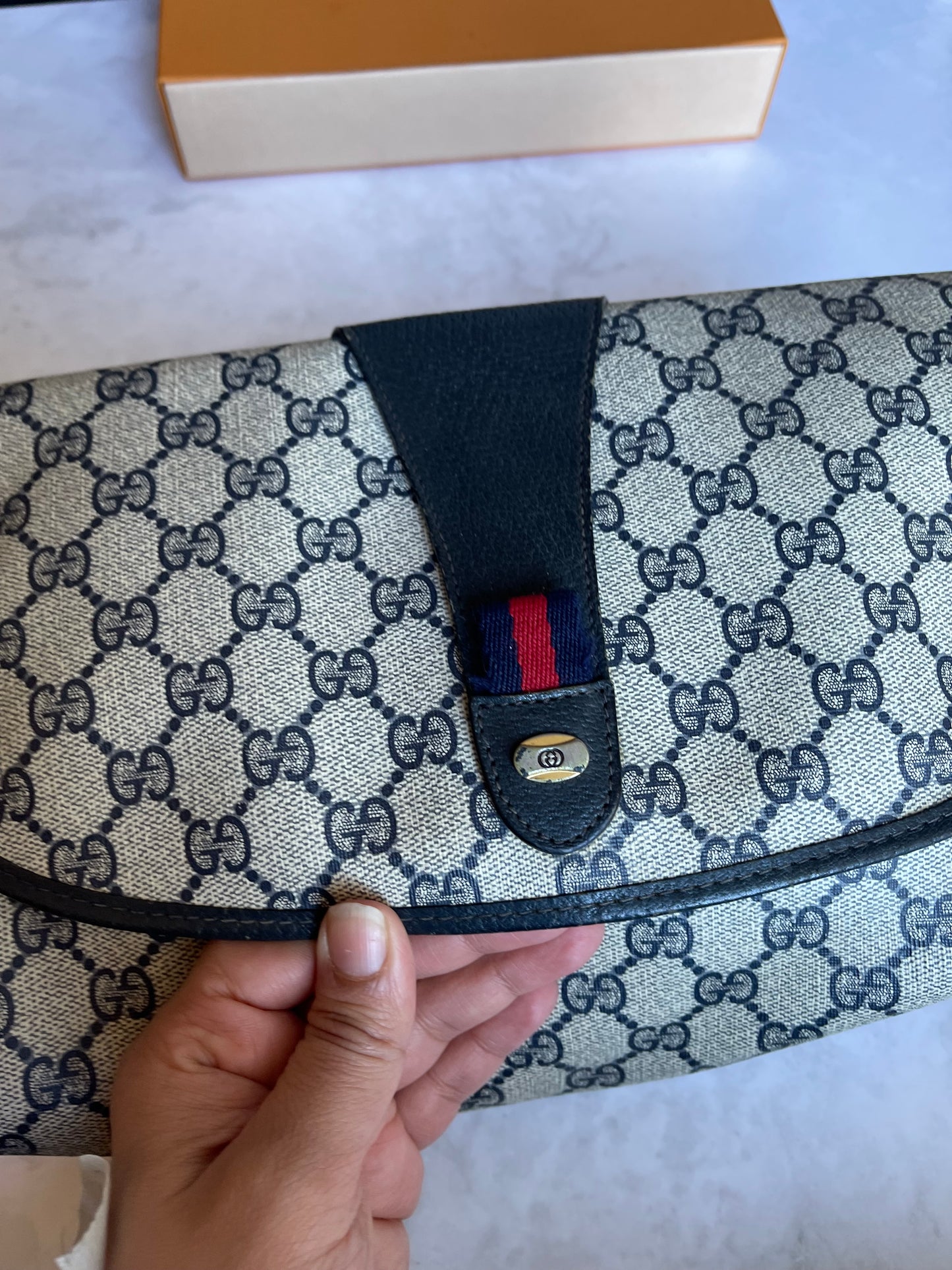 Authentic vintage Gucci web sherry line crossbody bag