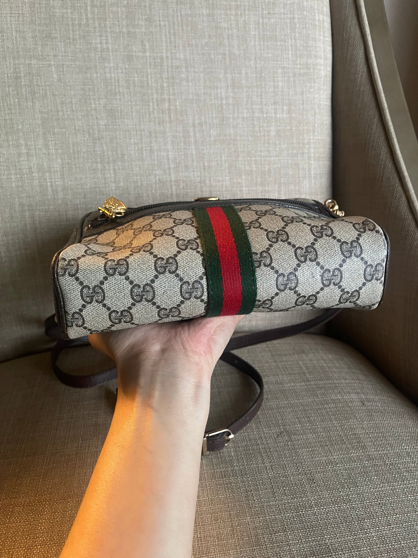 Authentic Gucci vintage web sherry line crossbody bag