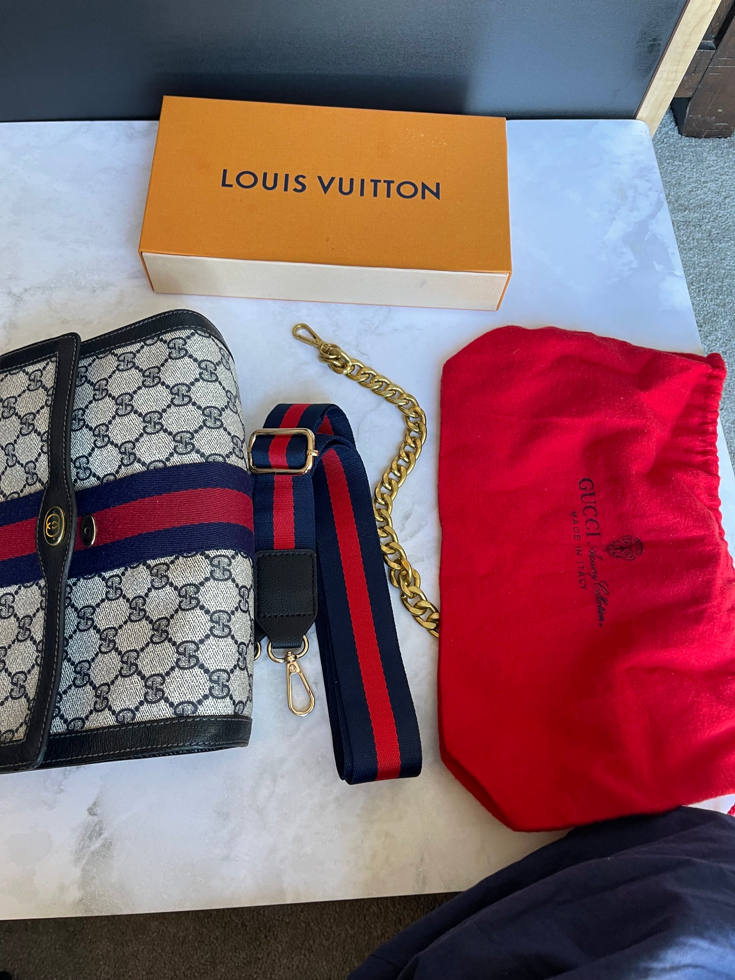 Authentic Gucci vintage web sherry line crossbody bag