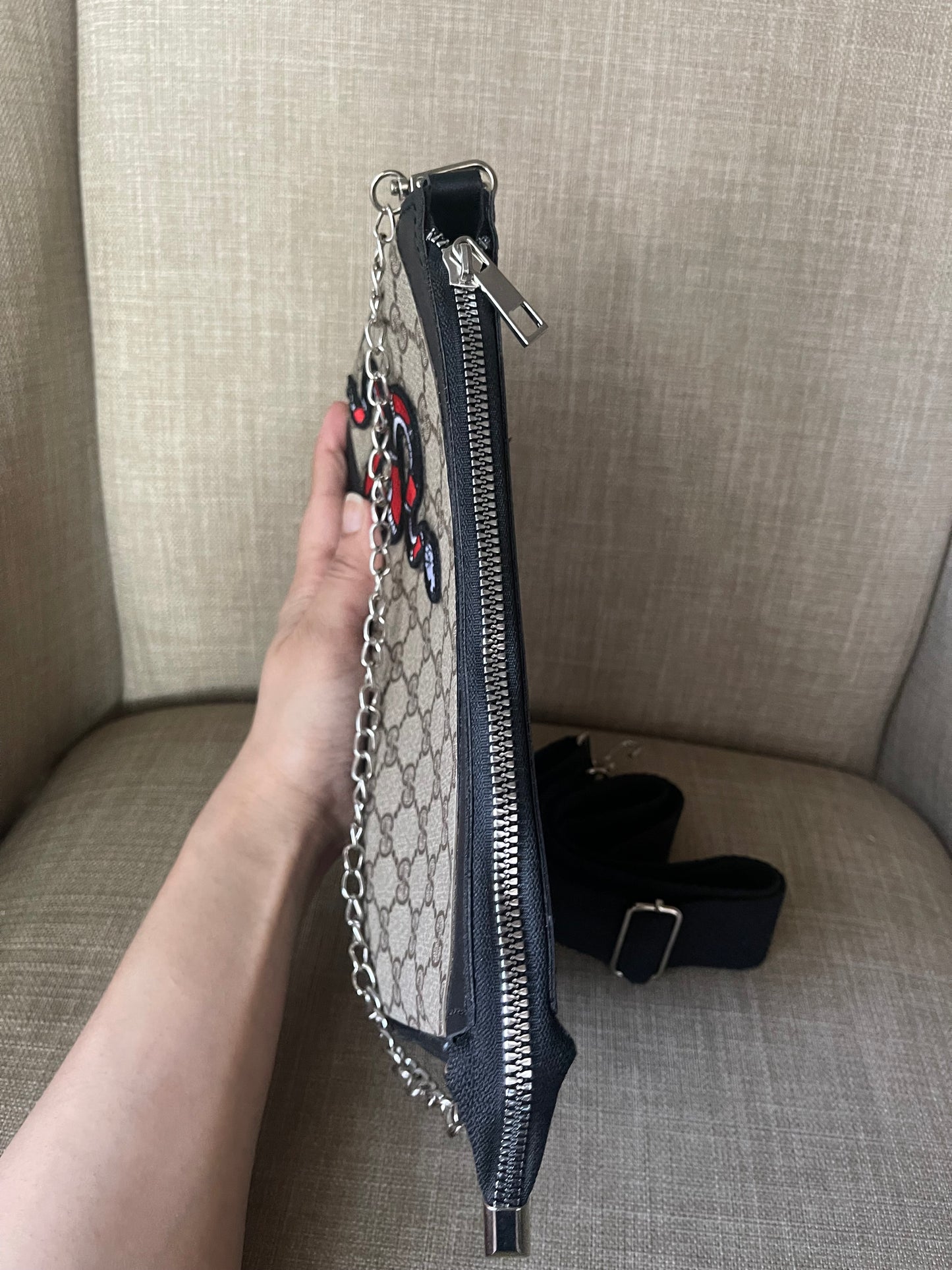 Upcycled black shoulder bag