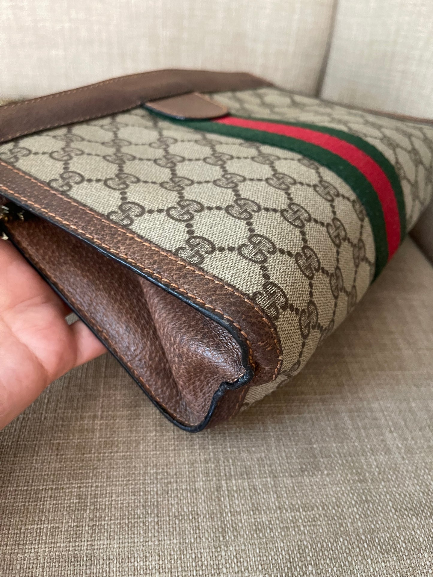 Authentic Gucci vintage web sherry line clutch crossbody