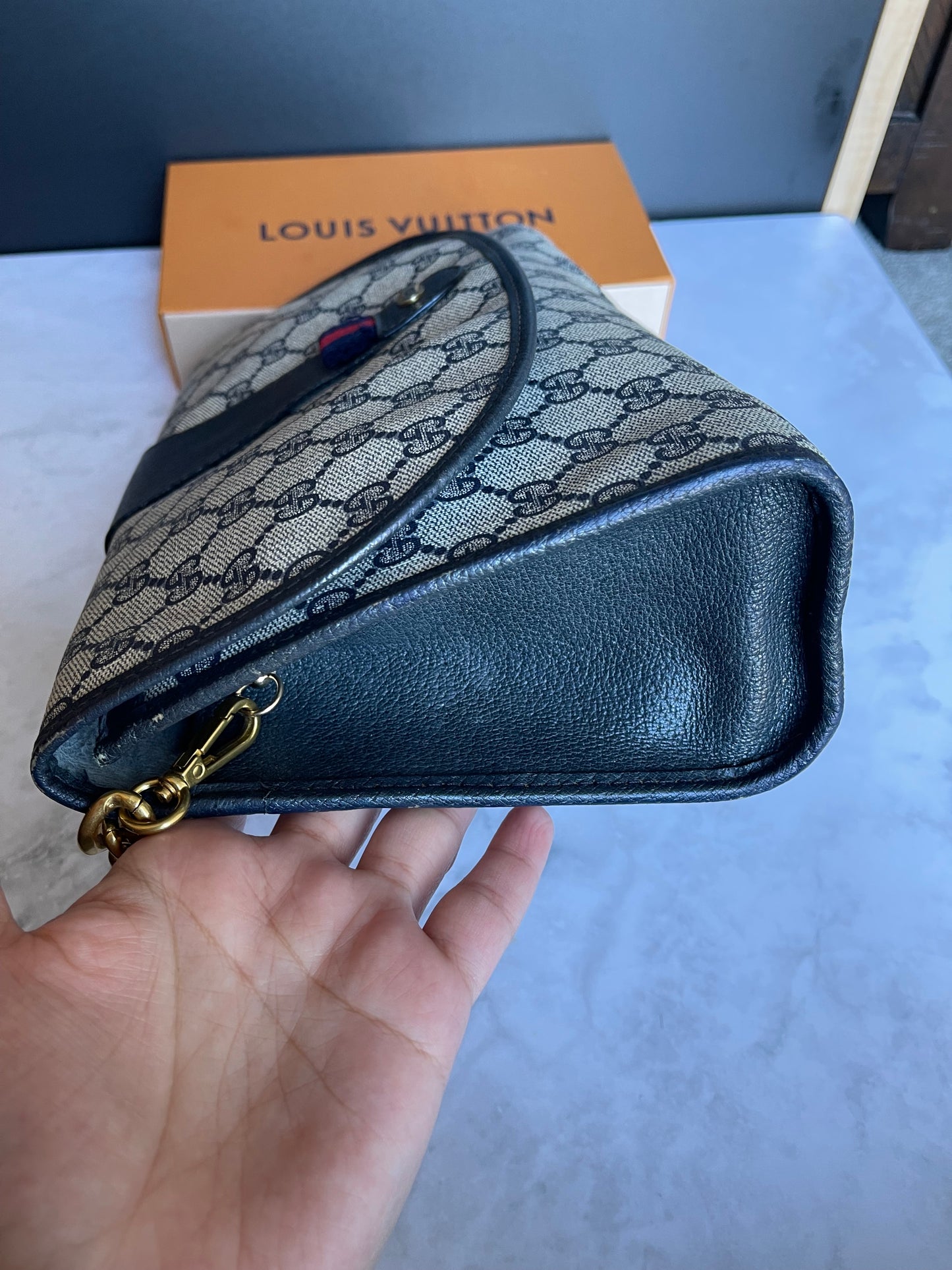 Authentic vintage Gucci web sherry line crossbody bag