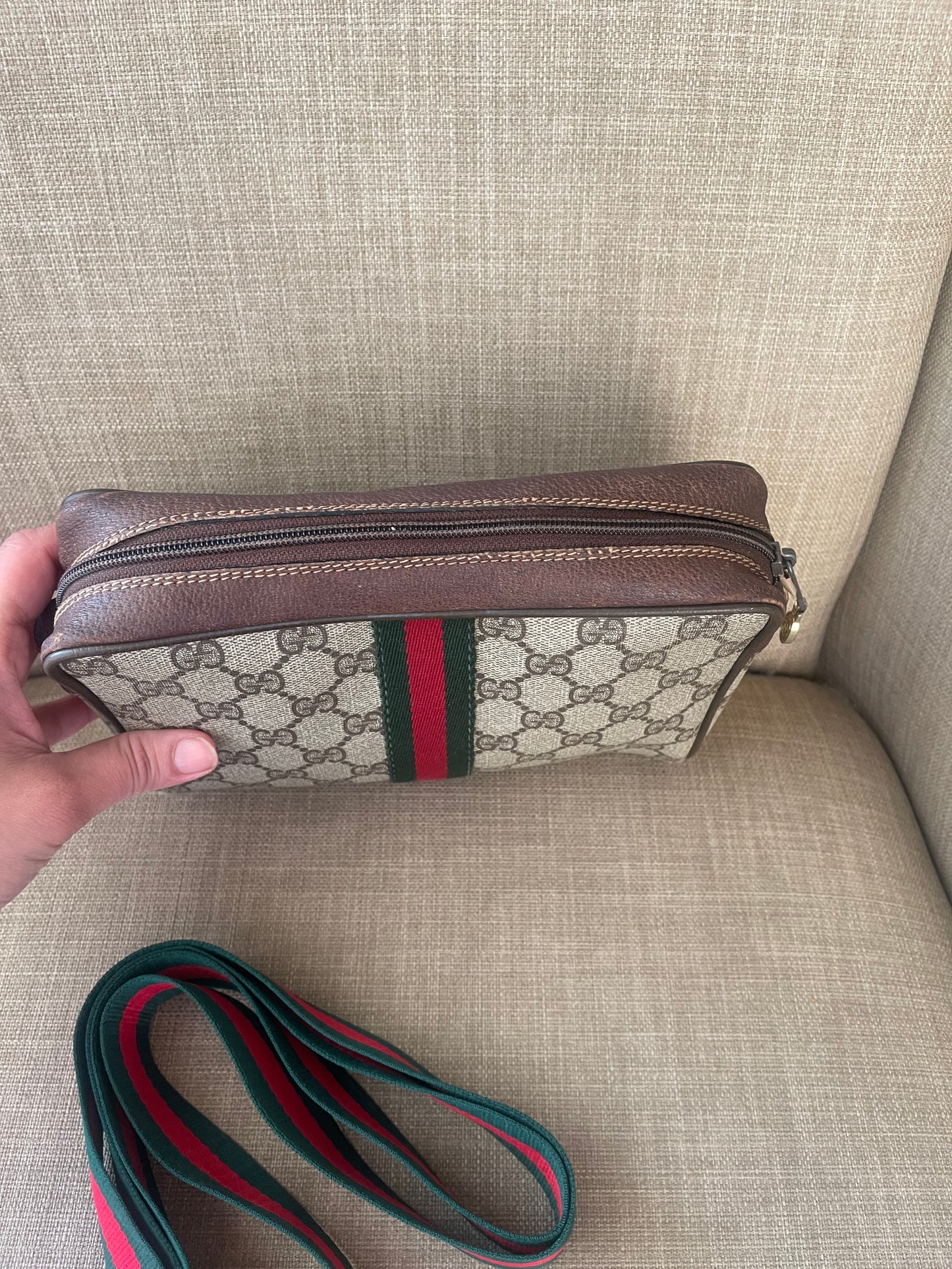 Authentic Gucci web sherry line clutch crossbody