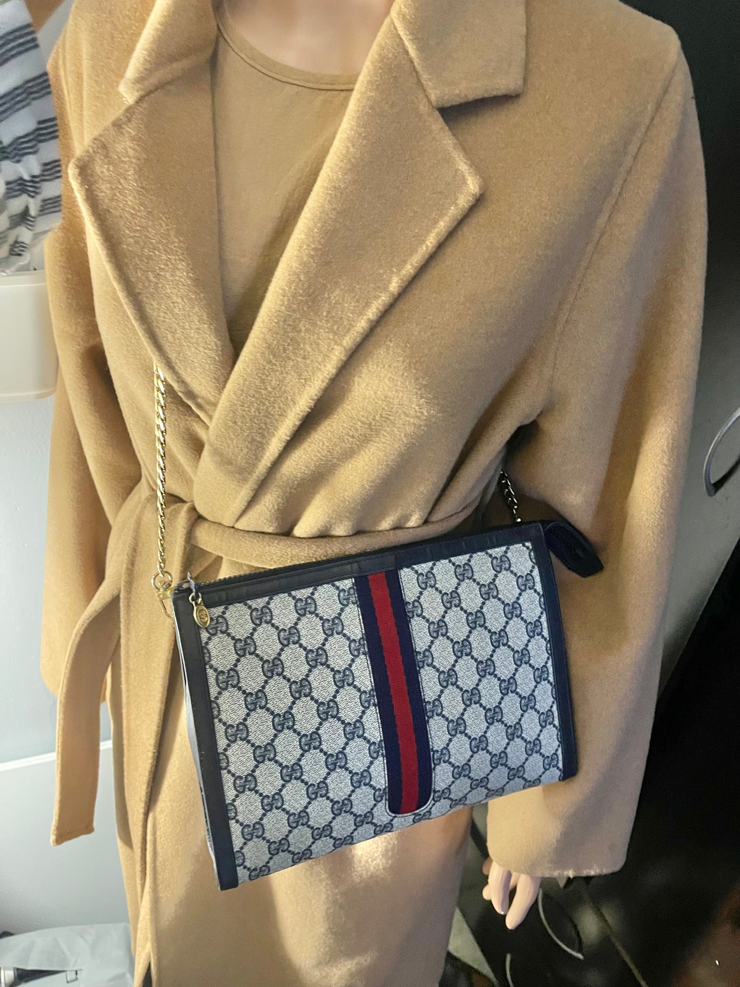 Authentic Gucci vintage web sherry line clutch crossbody