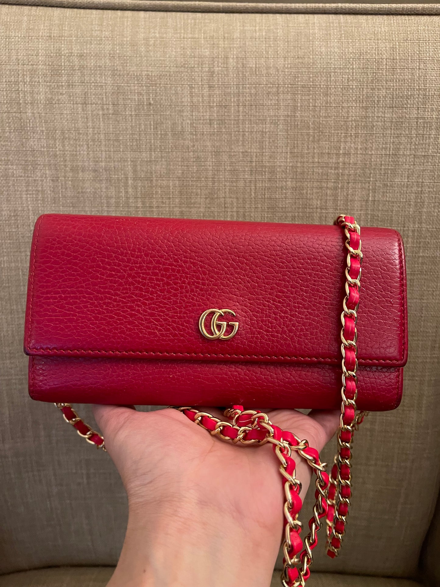 Authentic Gucci gg logo leather long wallet