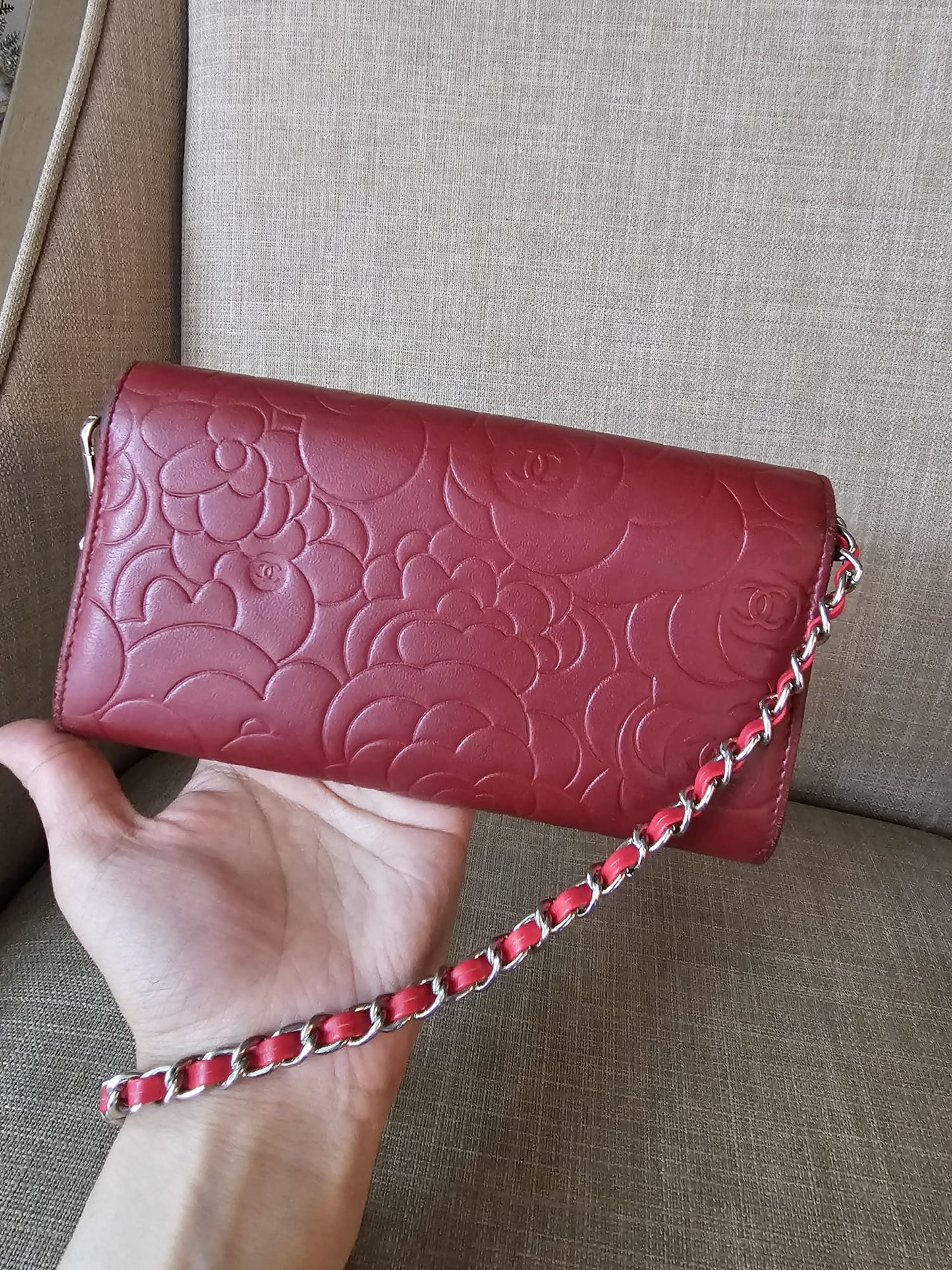 Authentic vintage Chanel bifold wallet on chain