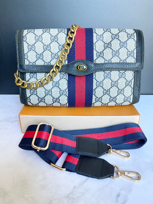 Authentic Gucci vintage web sherry line crossbody bag