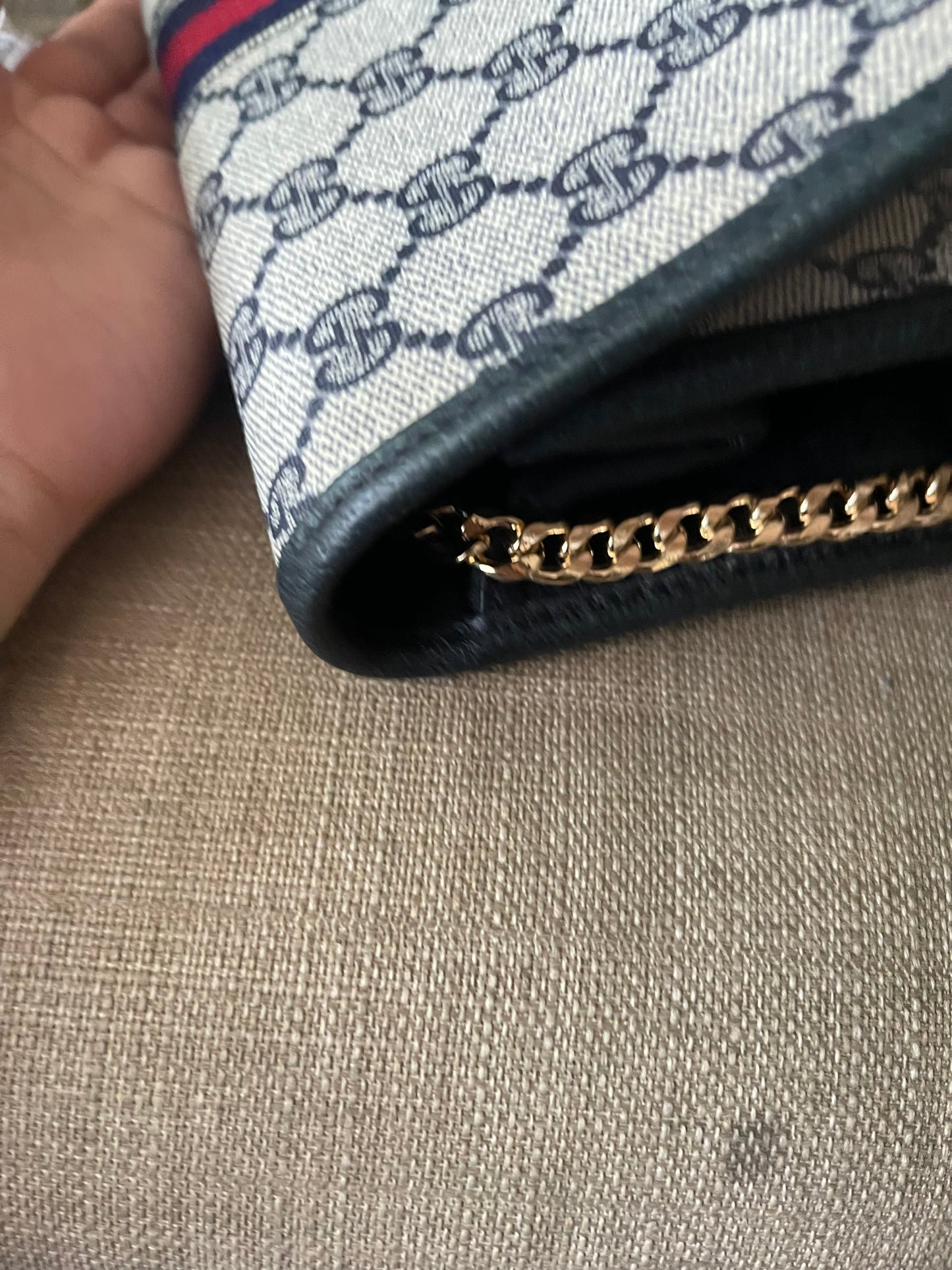 Authentic vintage Gucci web sherry line clutch crossbody bag