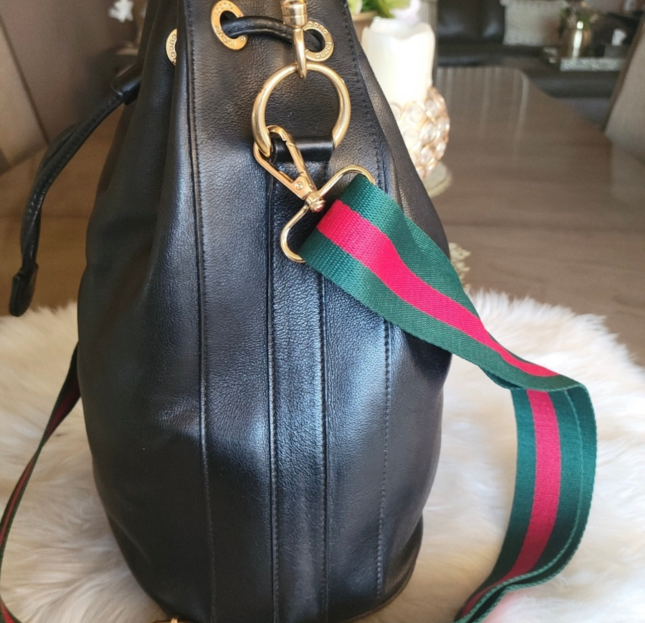 Auth Gucci bamboo vintage shoulder bag