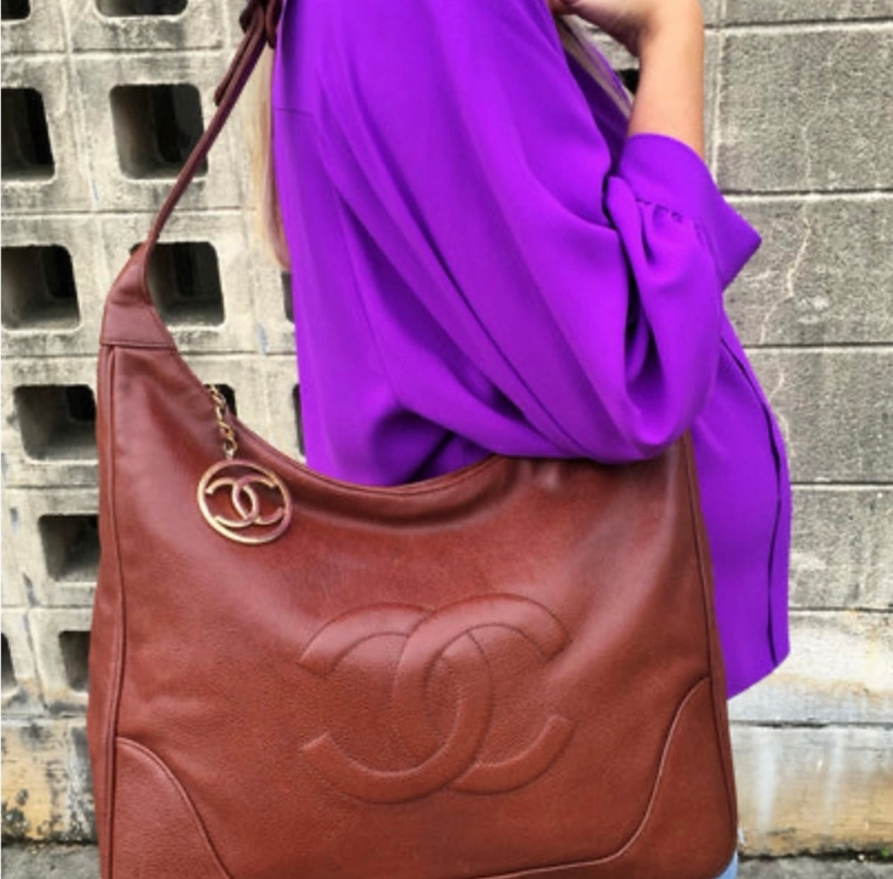 Authentic Chanel vintage hobo shoulder bag