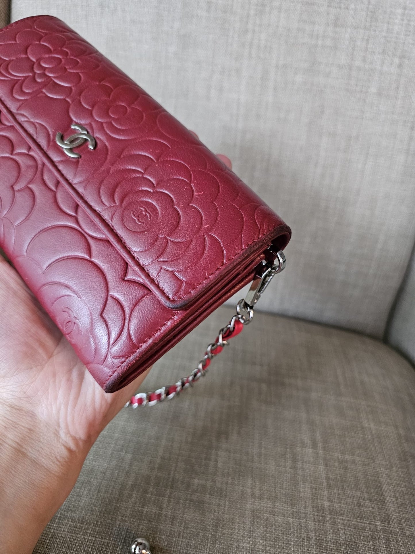 Authentic vintage Chanel bifold wallet on chain