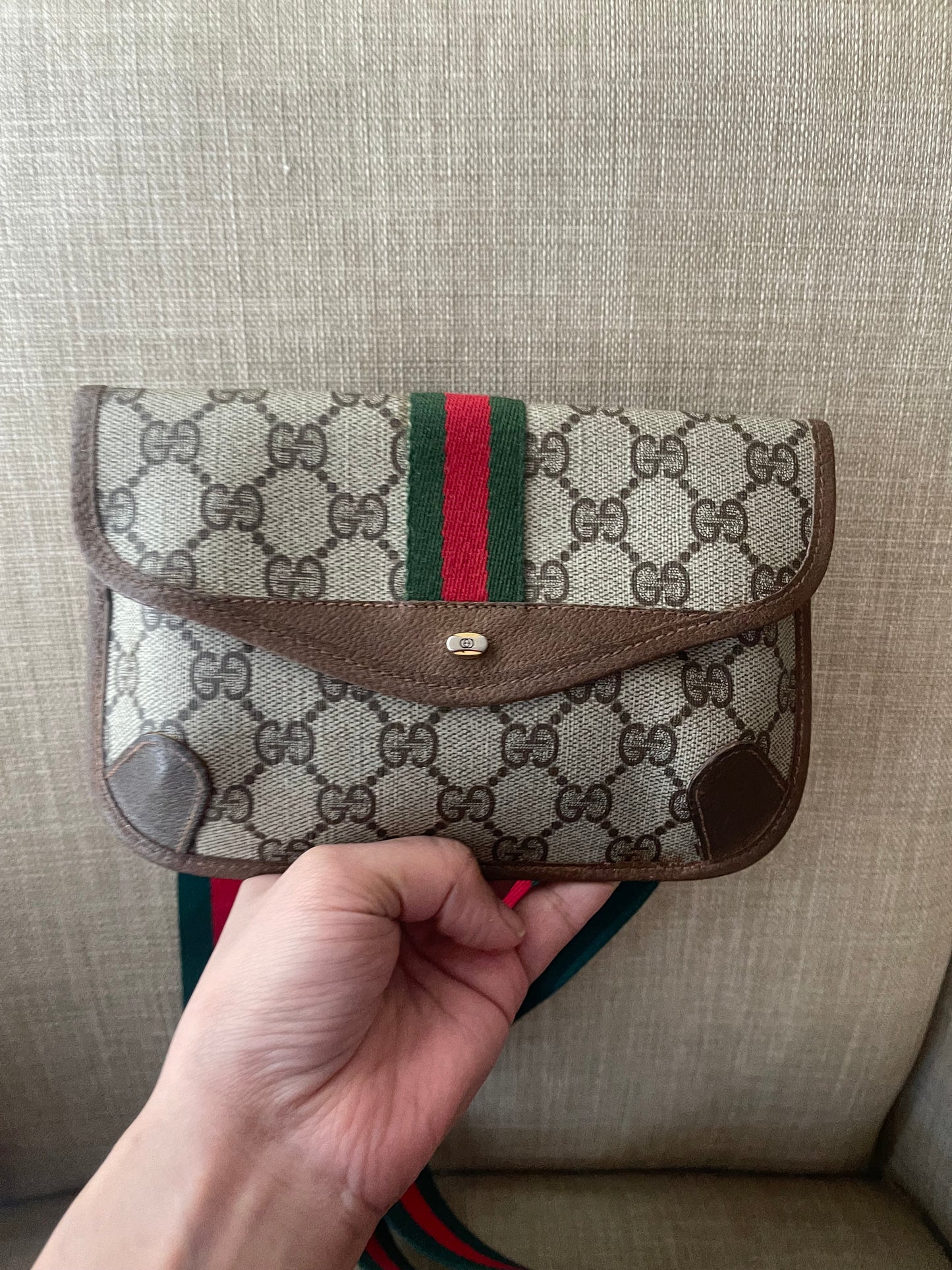Authentic Gucci vintage web sherry line clutch crossbody bag
