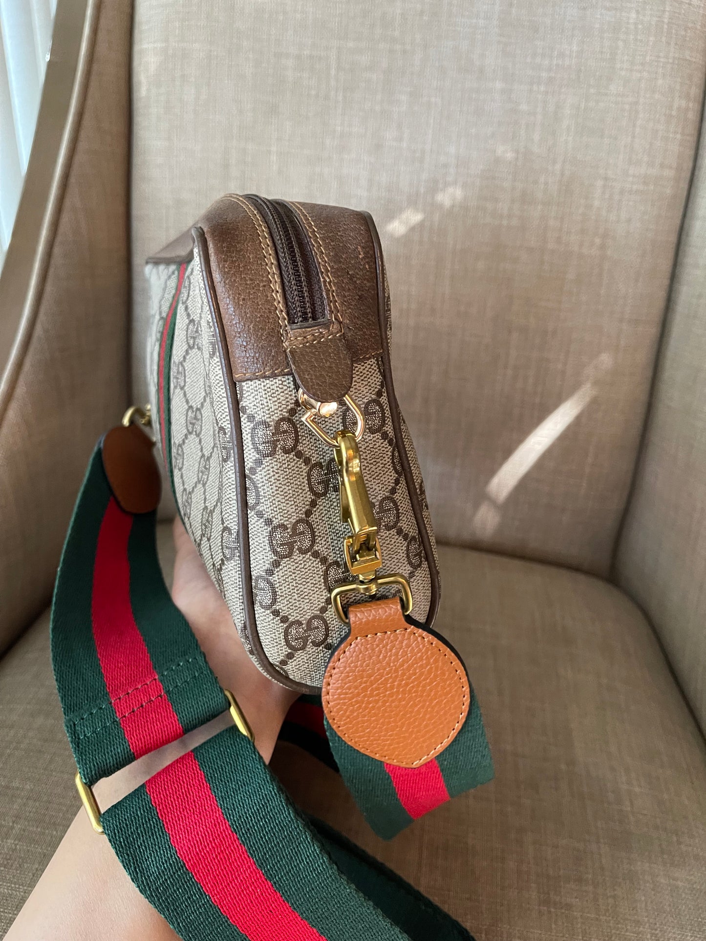 Authentic Gucci vintage web sherry line crossbody bag