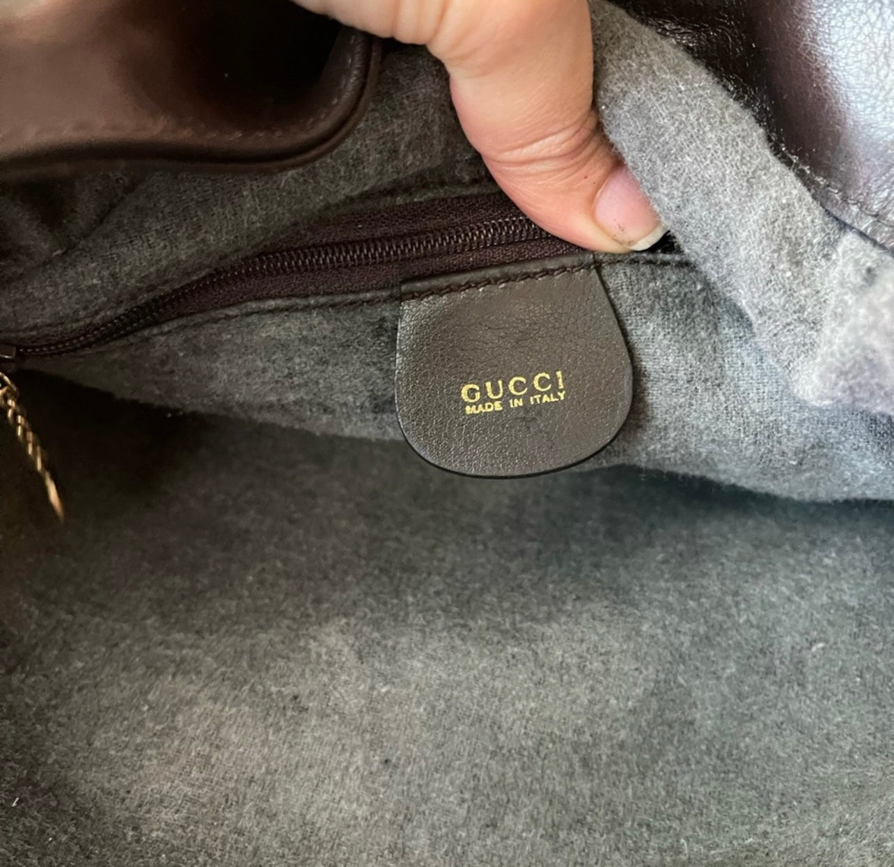 Authentic Gucci bamboo leather shoulder bag