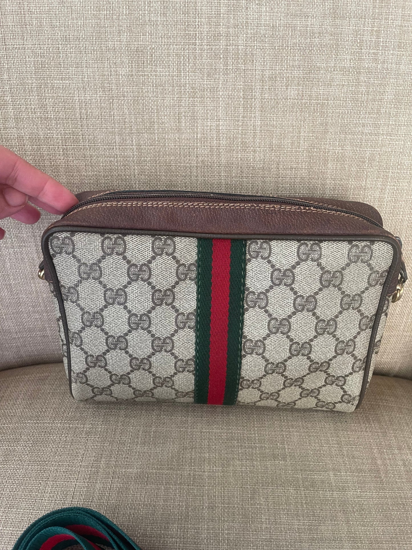 Authentic Gucci web sherry line clutch crossbody